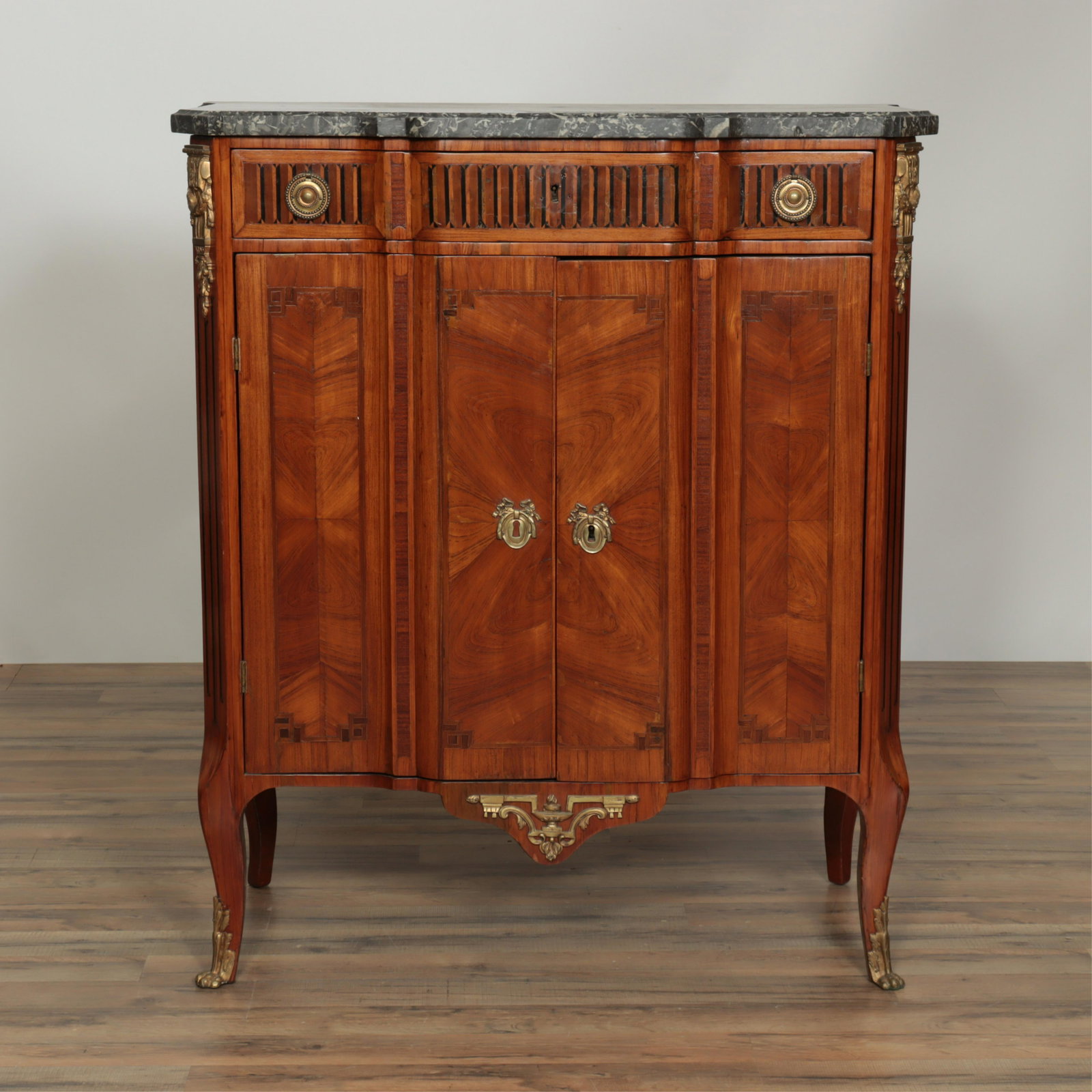 Louis XVI Style Inlaid Tulipwood Cabinet, 19th C: Louis XV or XVI Style Inlaid Tulipwood Cabinet, 19th C 45" H x 37.75" W x 20" D Property from the estate of Ethan F. Parker, Lakeville, CT