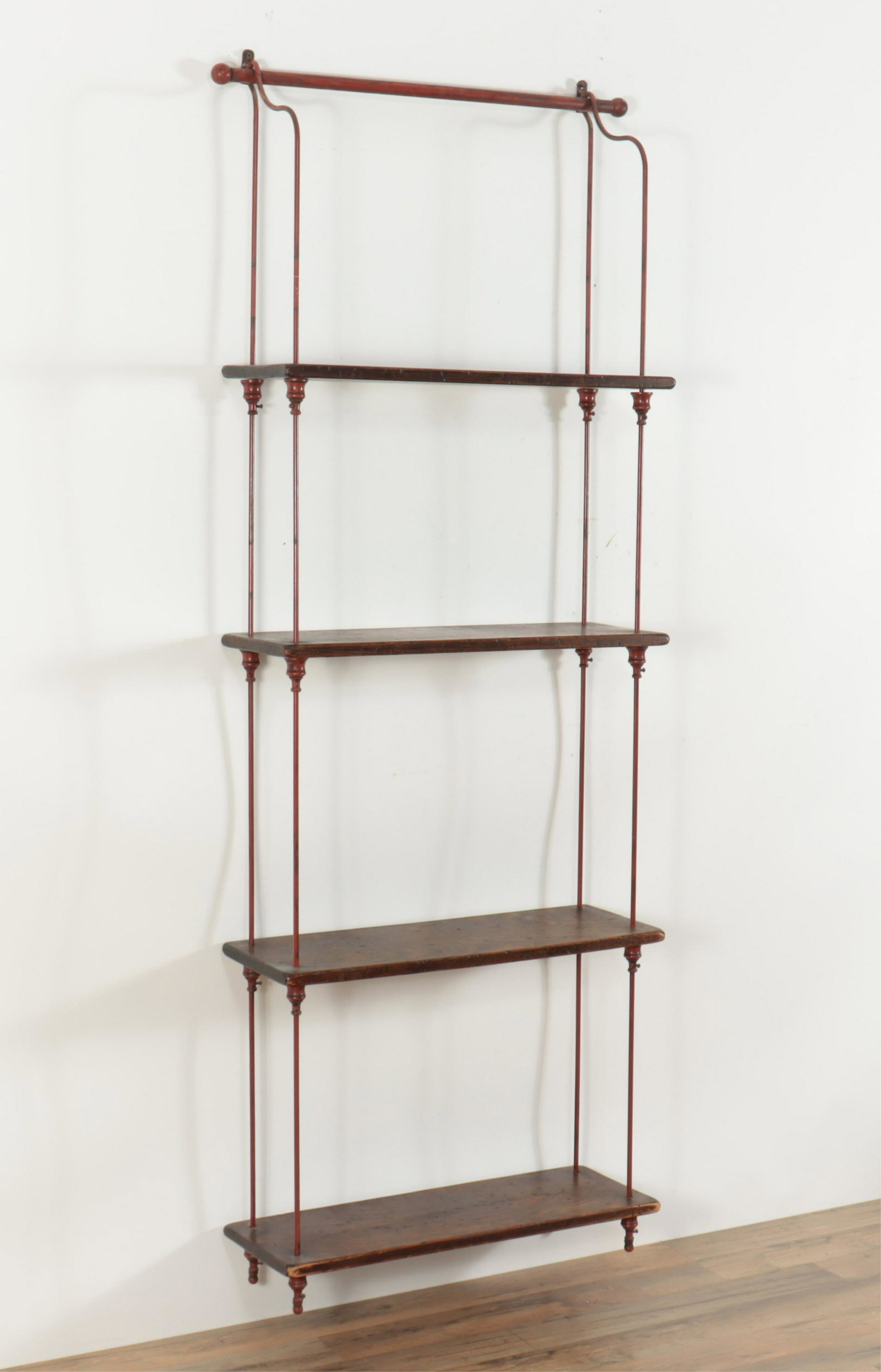 Victorian Red Painted Iron & Pine Hanging Shelf (1 of 6)