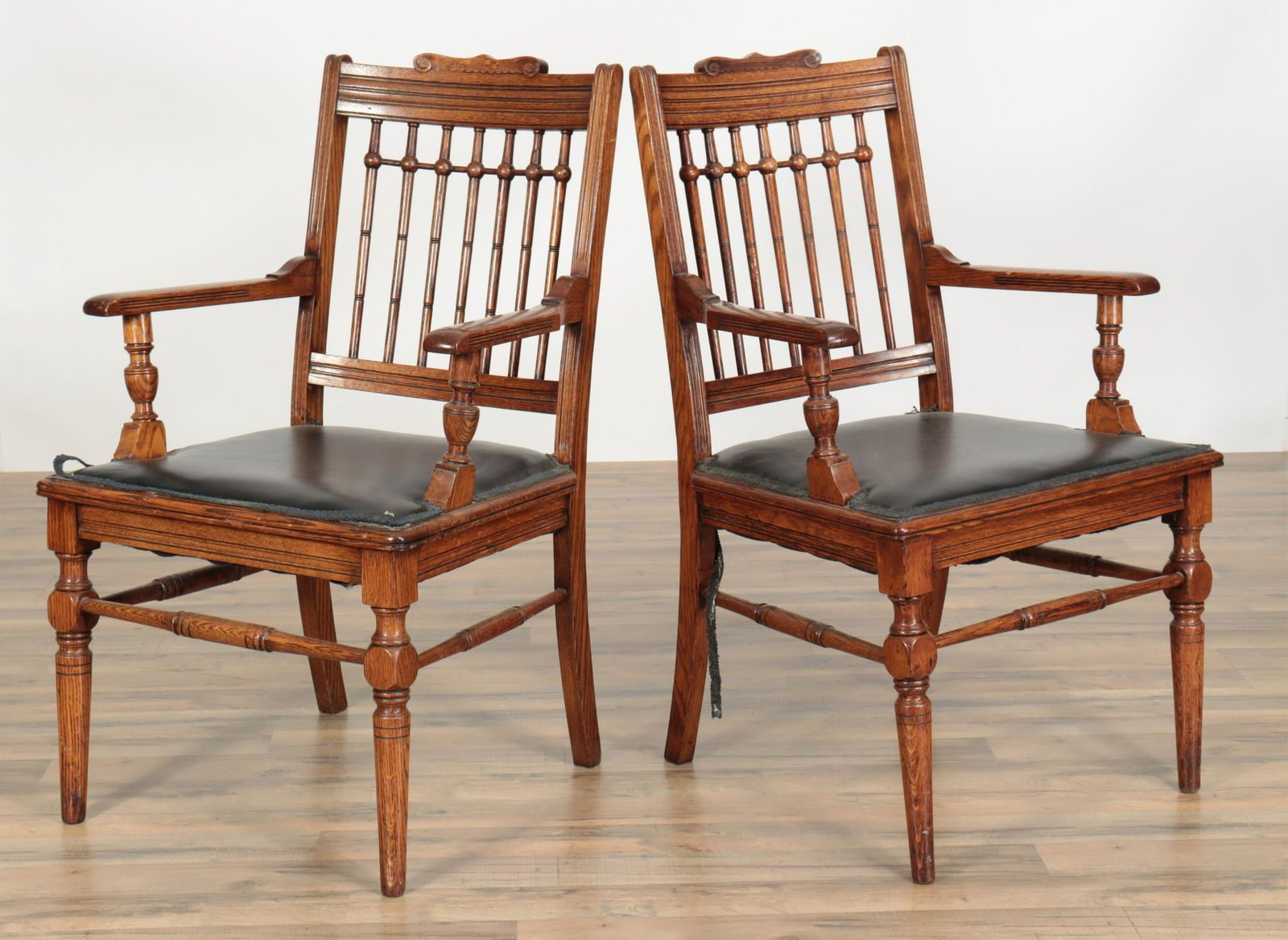 Pair of Aesthetic Movement Oak Armchairs (1 of 5)