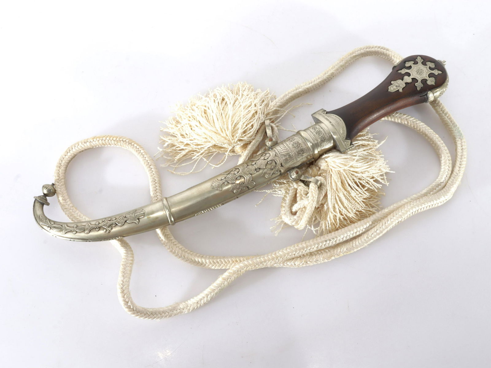 Ornamented Curved Blade Koummya Dagger & Scabbard (1 of 8)