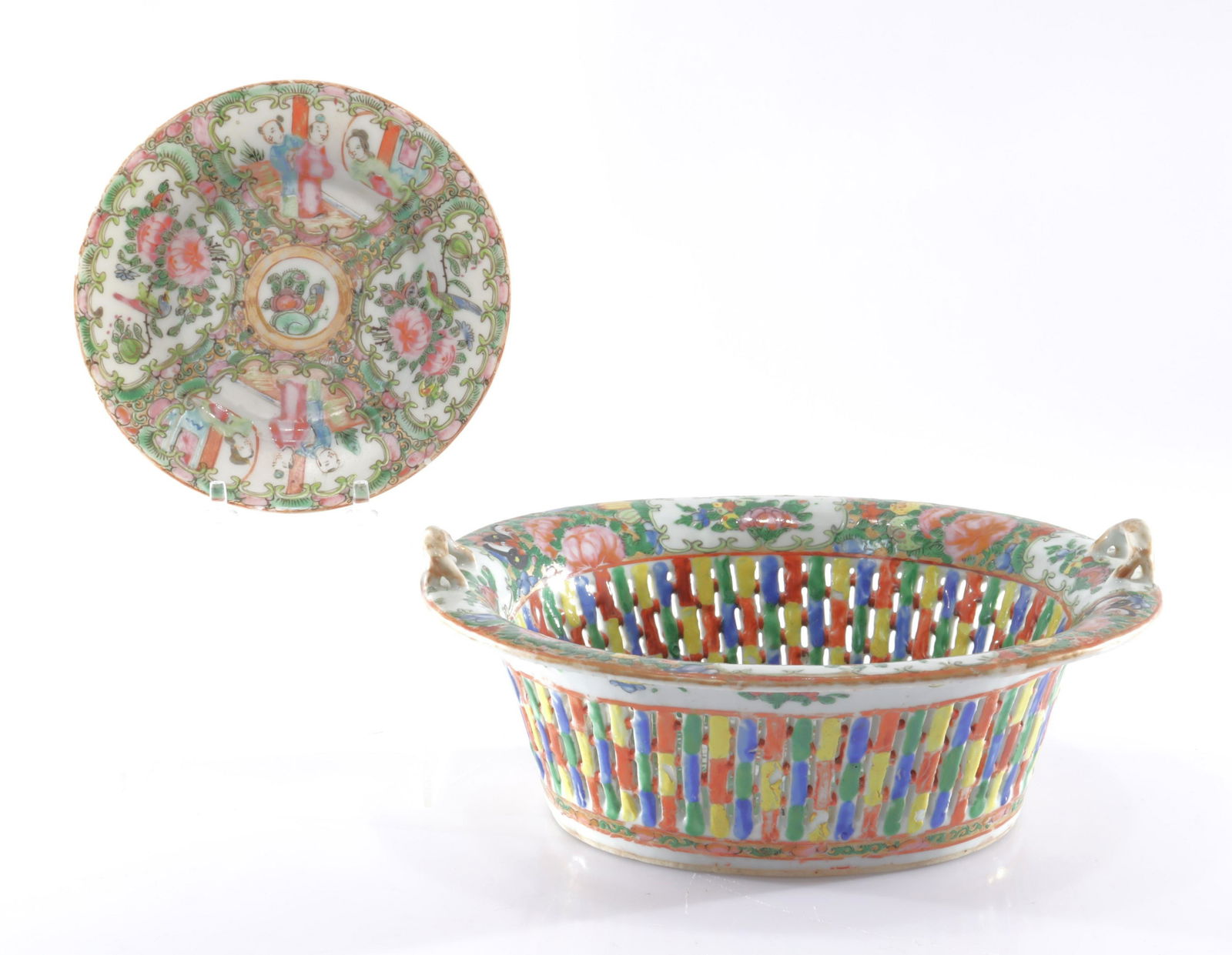 Rose Medallion Butterfly Porcelain Basket (1 of 6)