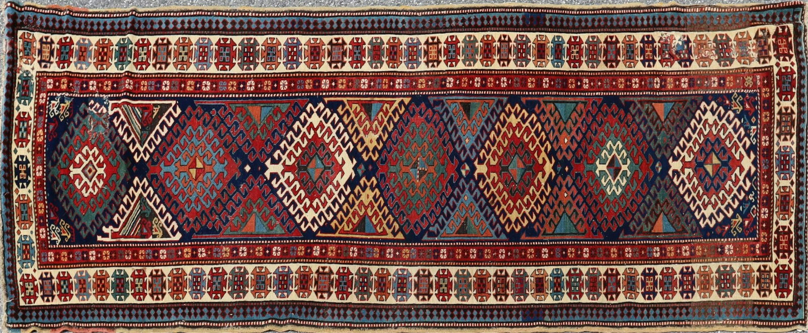 Caucasian Kazak Wool Runner Carpet 3-11 x 9-9 (1 of 9)