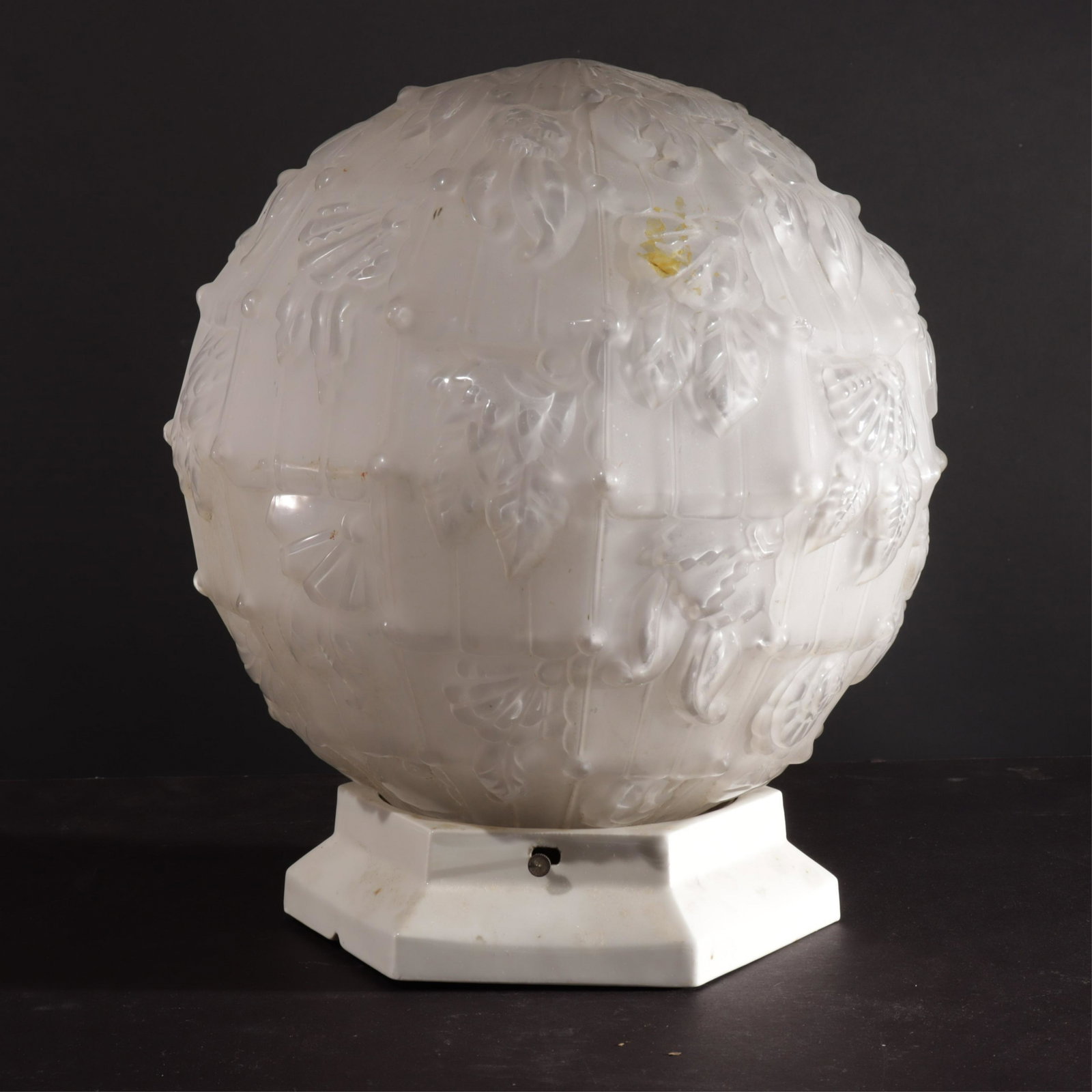 Cherrier & Besnas Acid Etched Ceiling Shade: Cherrier & Besnas Acid Etched Ceiling Shade, circa 1930 Ceiling fixture 10" H Property from the estate of Seymour Stein (1942 - 2023).