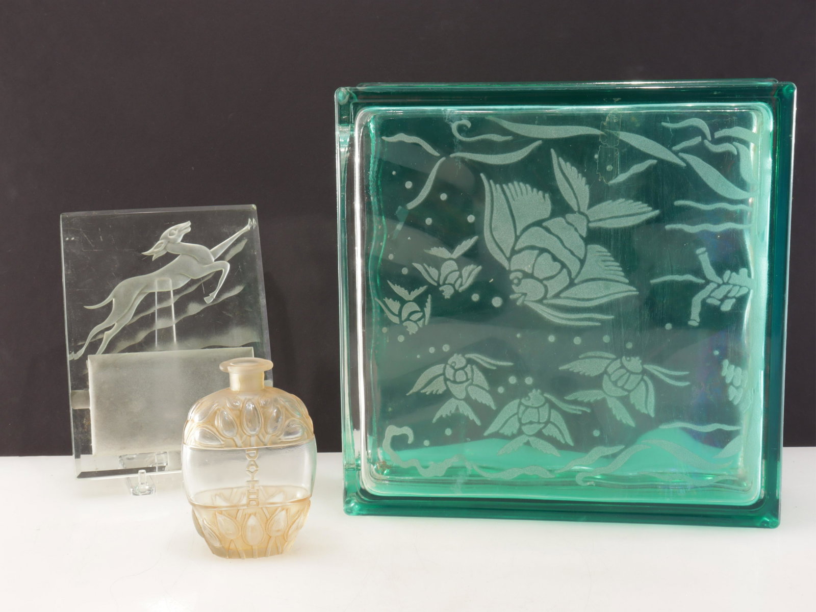 Deco Vase, Bottle & Ashtray: Deco Vase, Bottle & Ashtray Largest 11.75" Property from the estate of Seymour Stein (1942 - 2023).