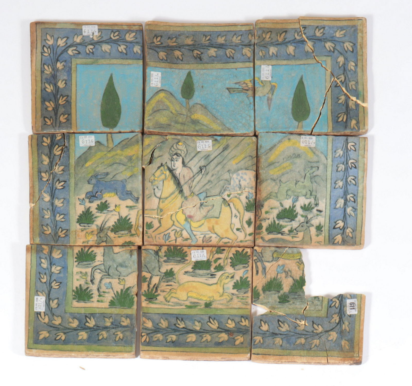 Persian Pottery Tiles, 19th C. (1 of 8)