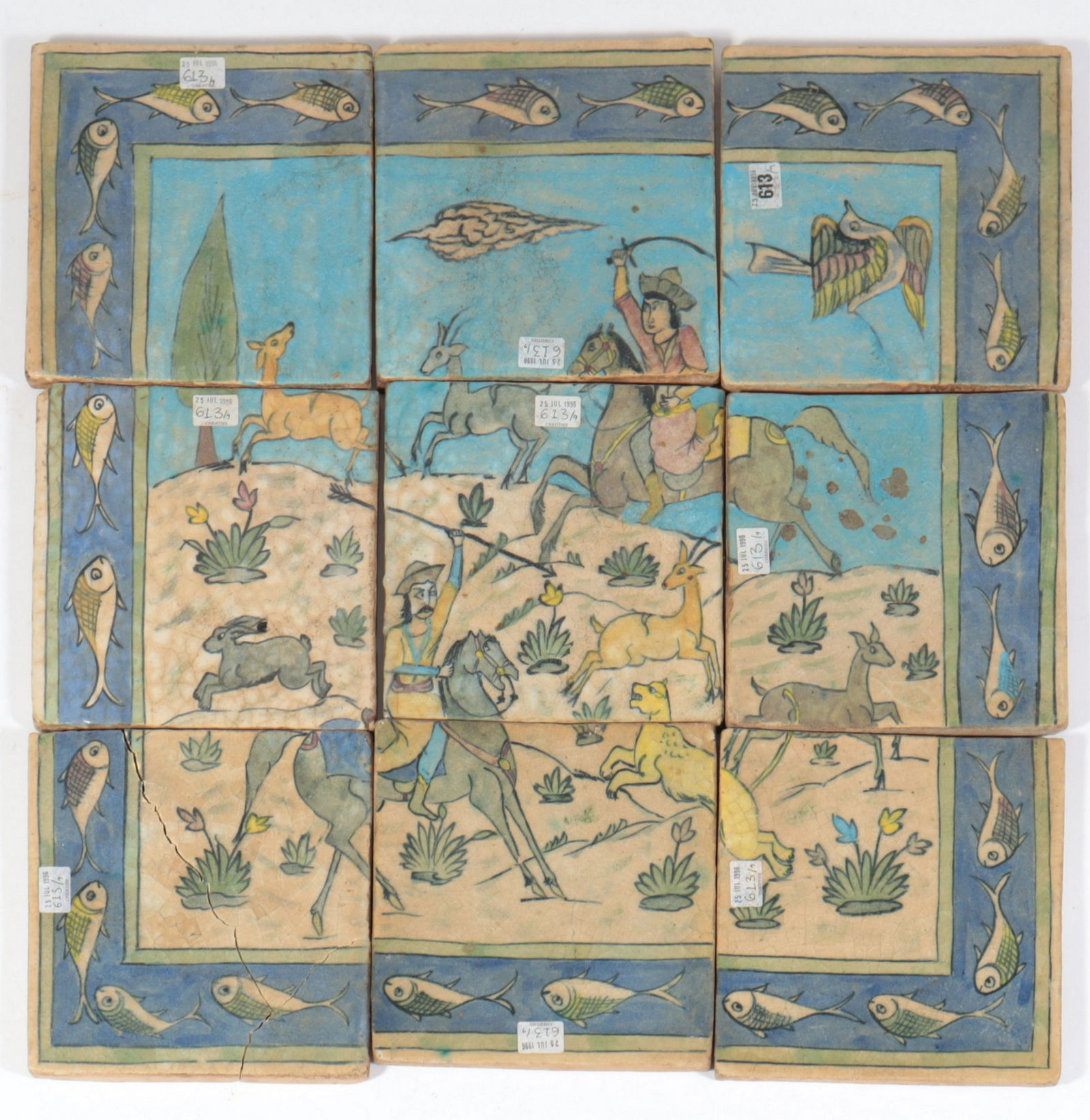 Persian Pottery Tiles, 19th C. (1 of 6)