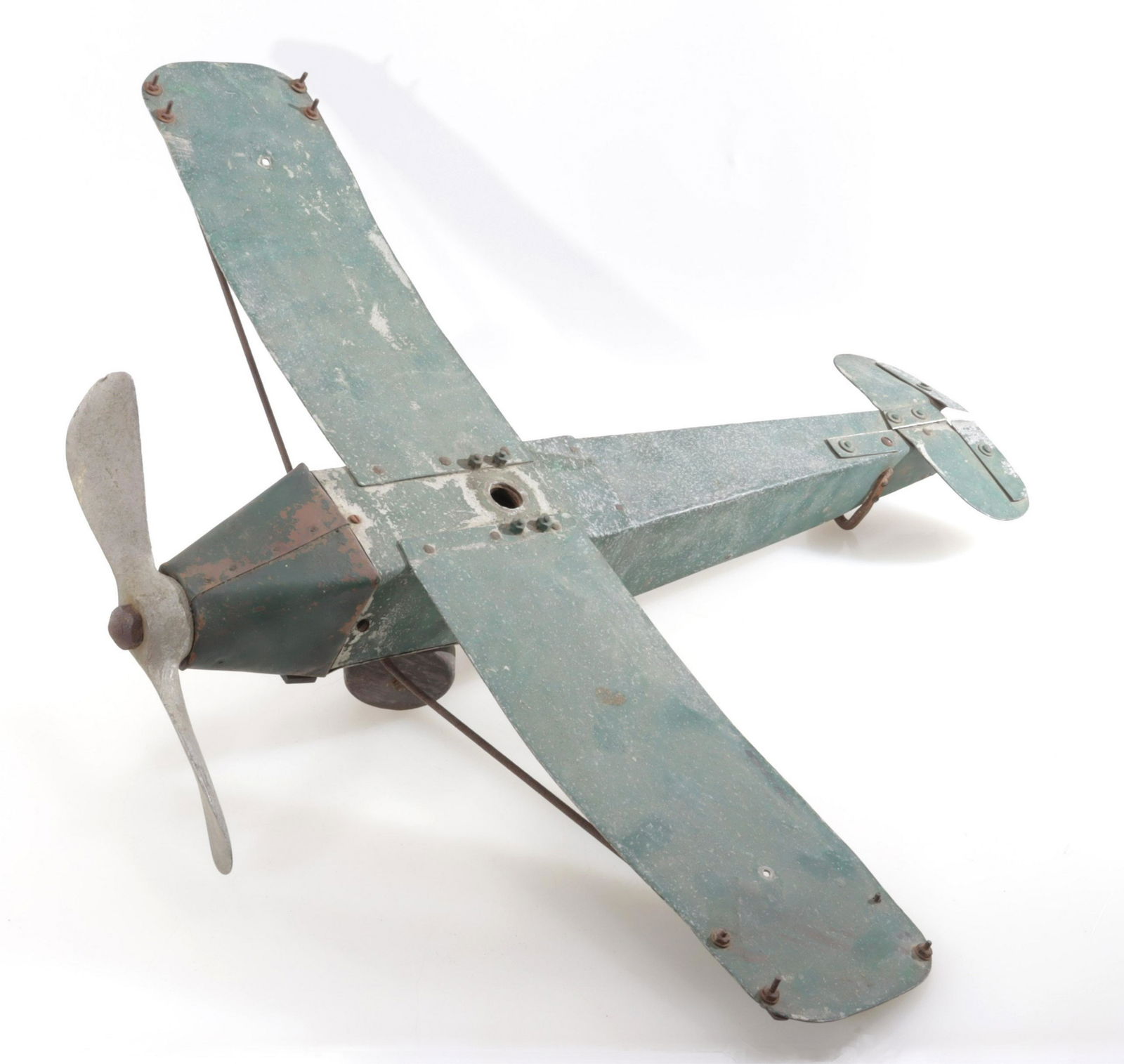 Vintage Green Painted Metal Model Airplane (1 of 5)