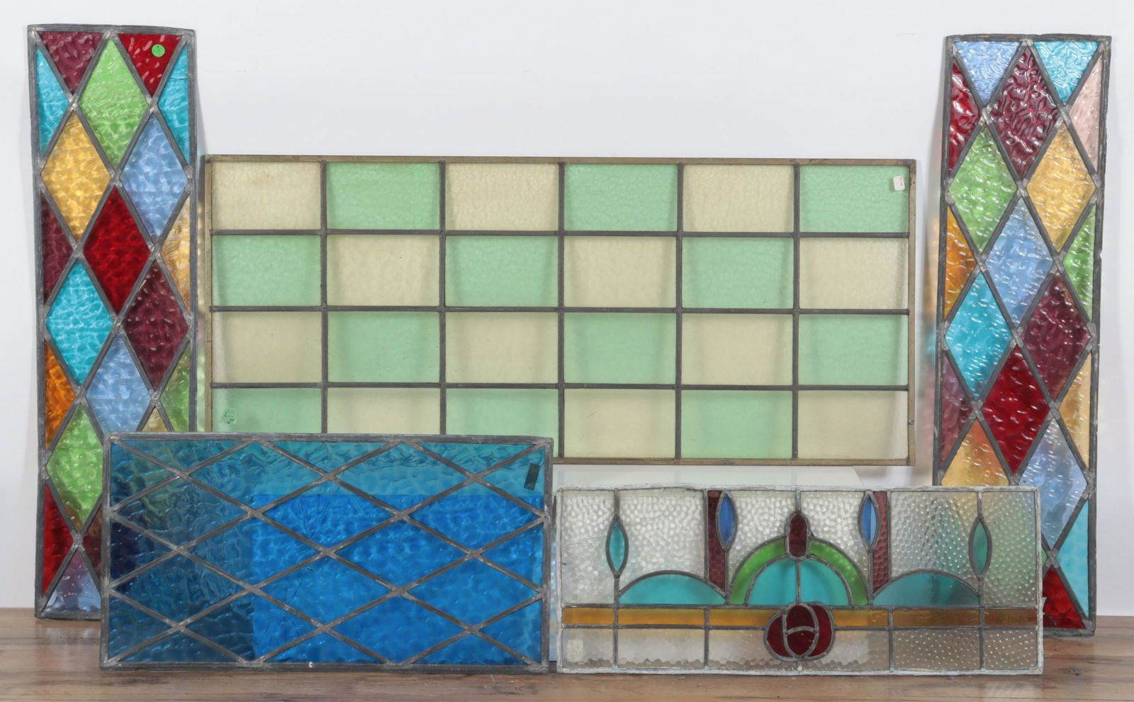 Five Mottled and Colored Leaded Glass Windows (1 of 5)