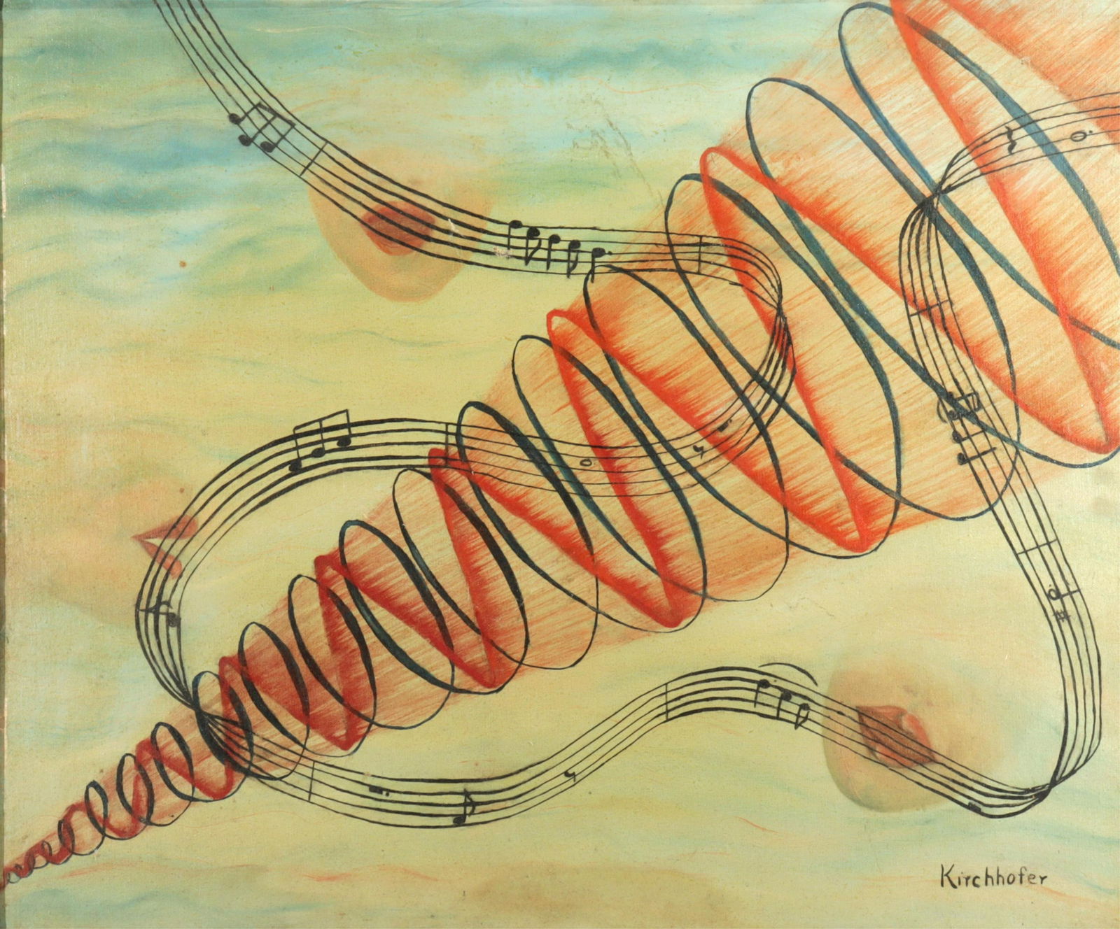 Kathryn Kirchhofer - Voice Tone - Crescendo: Kathryn Kirchhofer - Voice Tone - Crescendo, Mid 20th C., oil on paintboard, signed lower rightSight 19.5" H x 23.5" W, Framed 24" H x 28" WProperty from the estate of Seymour Stein (1942 - 2023).