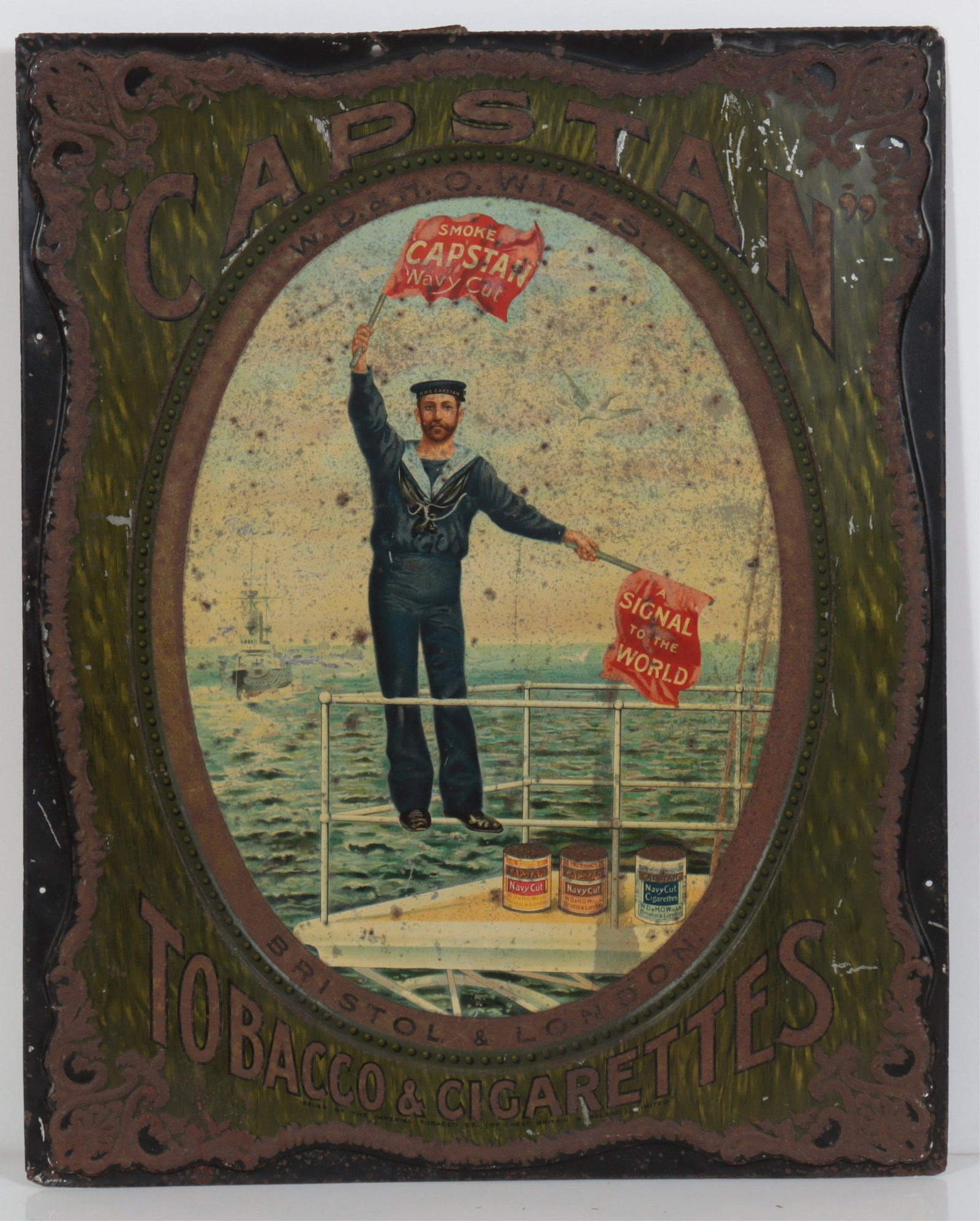 Capstan Tobacco & Cigarettes Tin Signs: Capstan Tobacco & Cigarettes Tin Signs 20.5" H x 16.5" W Property from the estate of Seymour Stein (1942 - 2023).