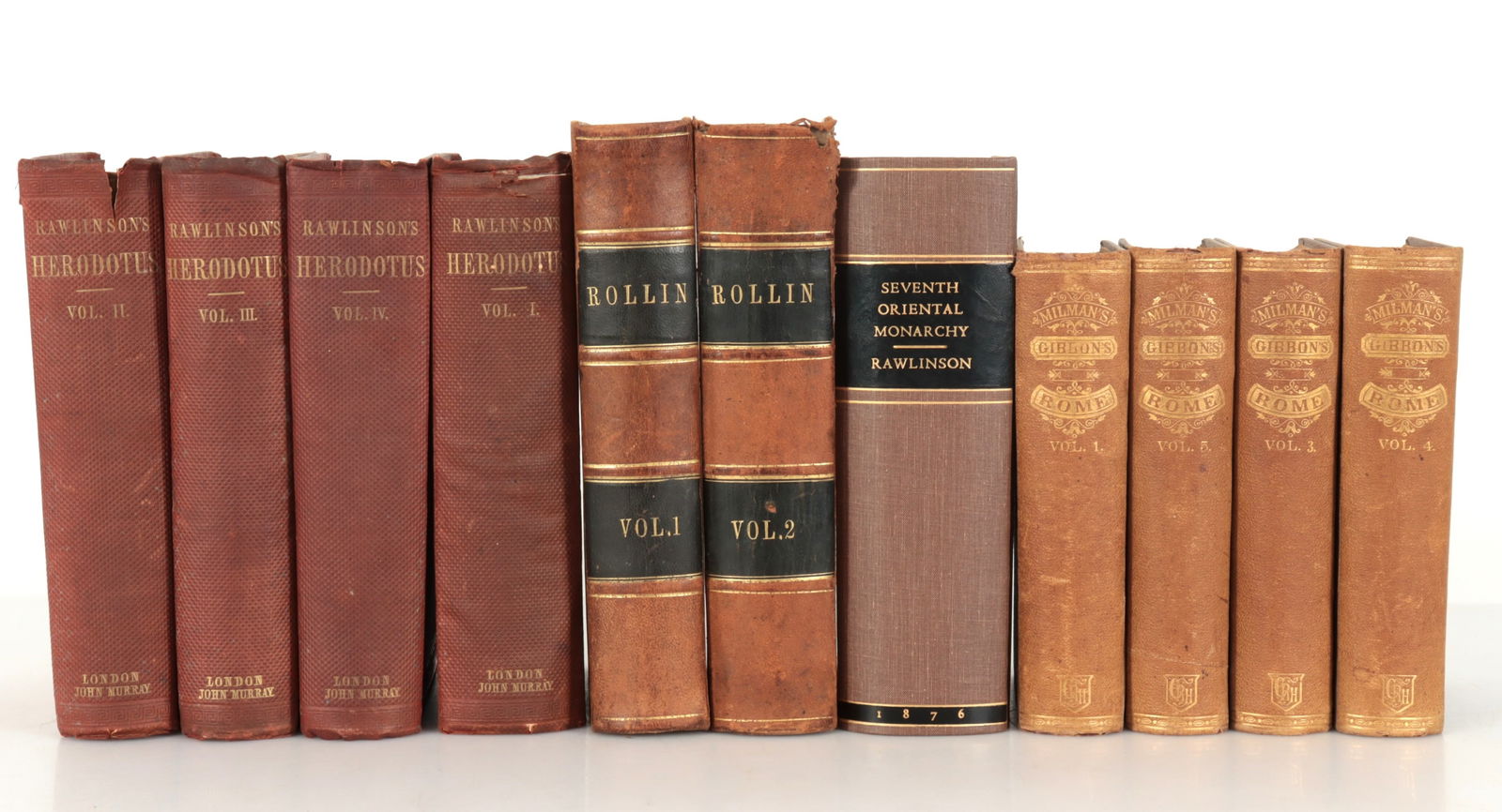 RAWLINSON, The History of Herodotus, 1858: The Ancient World - George RAWLINSON. The History of Herodotus. London: John Murray, 1858-1860. 4 volumes, octavo. 4 folding maps, 4 plates or plans, numerous illustrations. Original cloth (inner hing