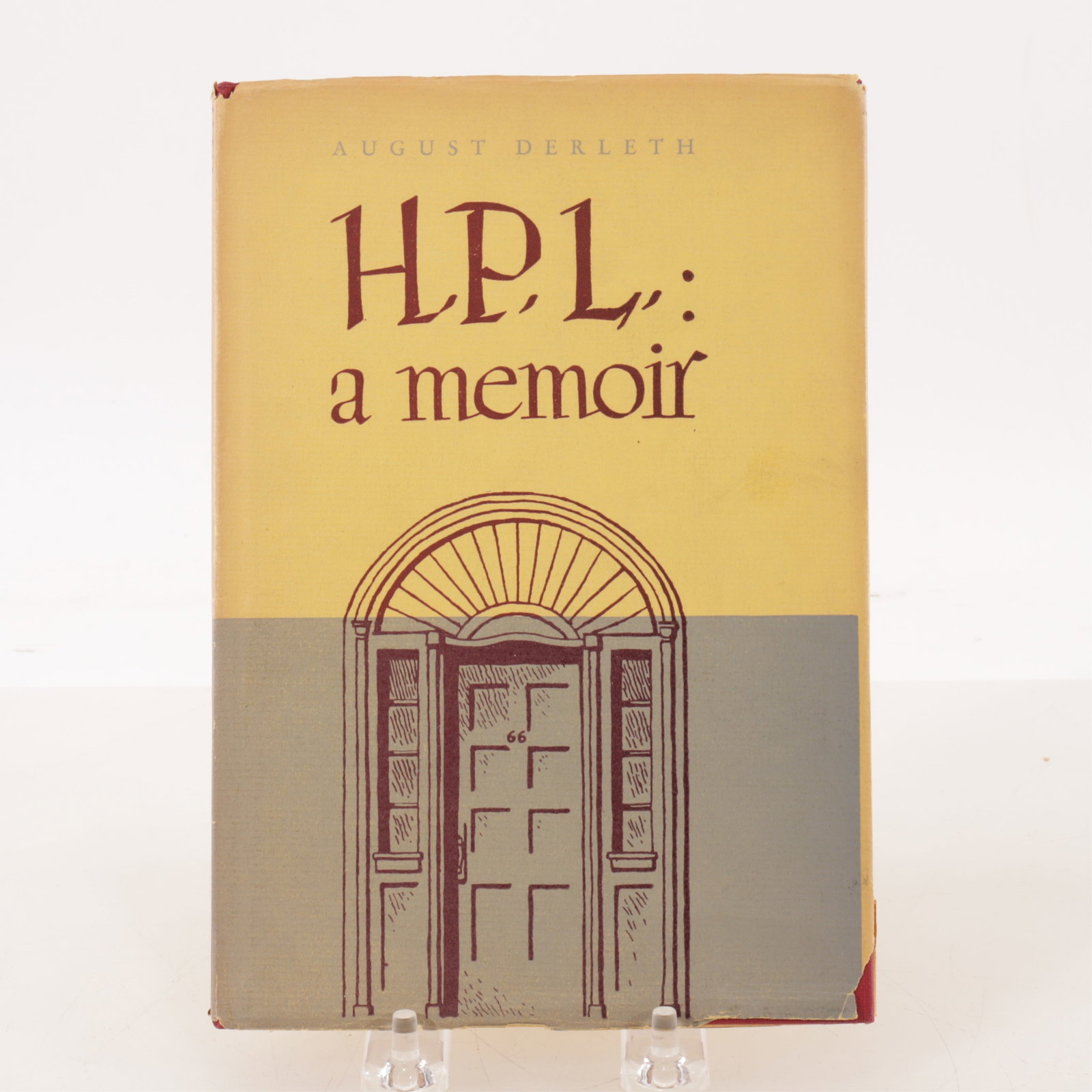 DERLETH. H.P.L. a Memoir: August DERLETH. H.P.L.: a Memoir. New York: Ben Abramson, 1945. Octavo. Mounted portrait frontispiece. Original cloth, dust-jacket (small tears and chips to dust-jacket, backstrip a little toned). Pro
