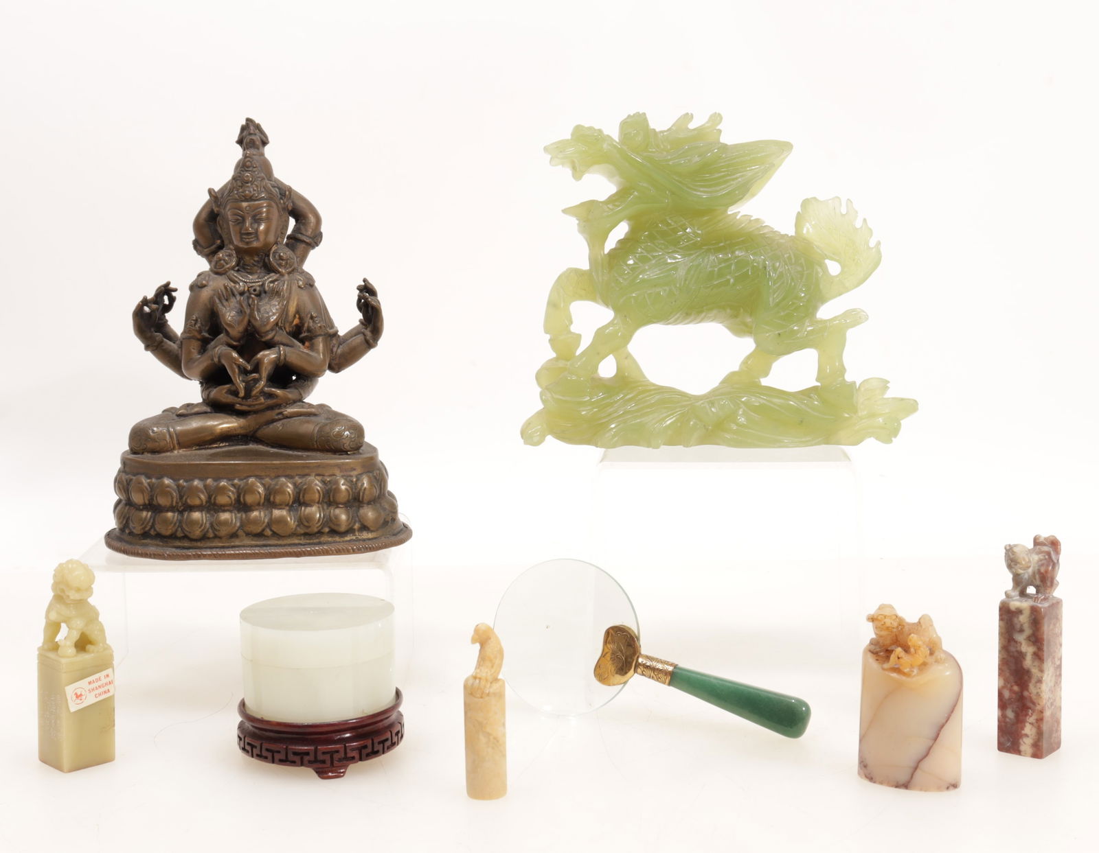 Tibetan Bronze Buddha & 7 Chinese Stone Articles (1 of 16)