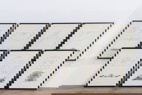 18thC Palladio Engravings, 4 Books of Architecture: Seven 18th C. Architectural Engravings of Andrea Palladio, Italian, 1508-1580, I Quattro Libri dell'Architettura, illustrations/diagrams, Engravings,James Cole,James Harris, includes XL,XLIII,XLV,XLVI