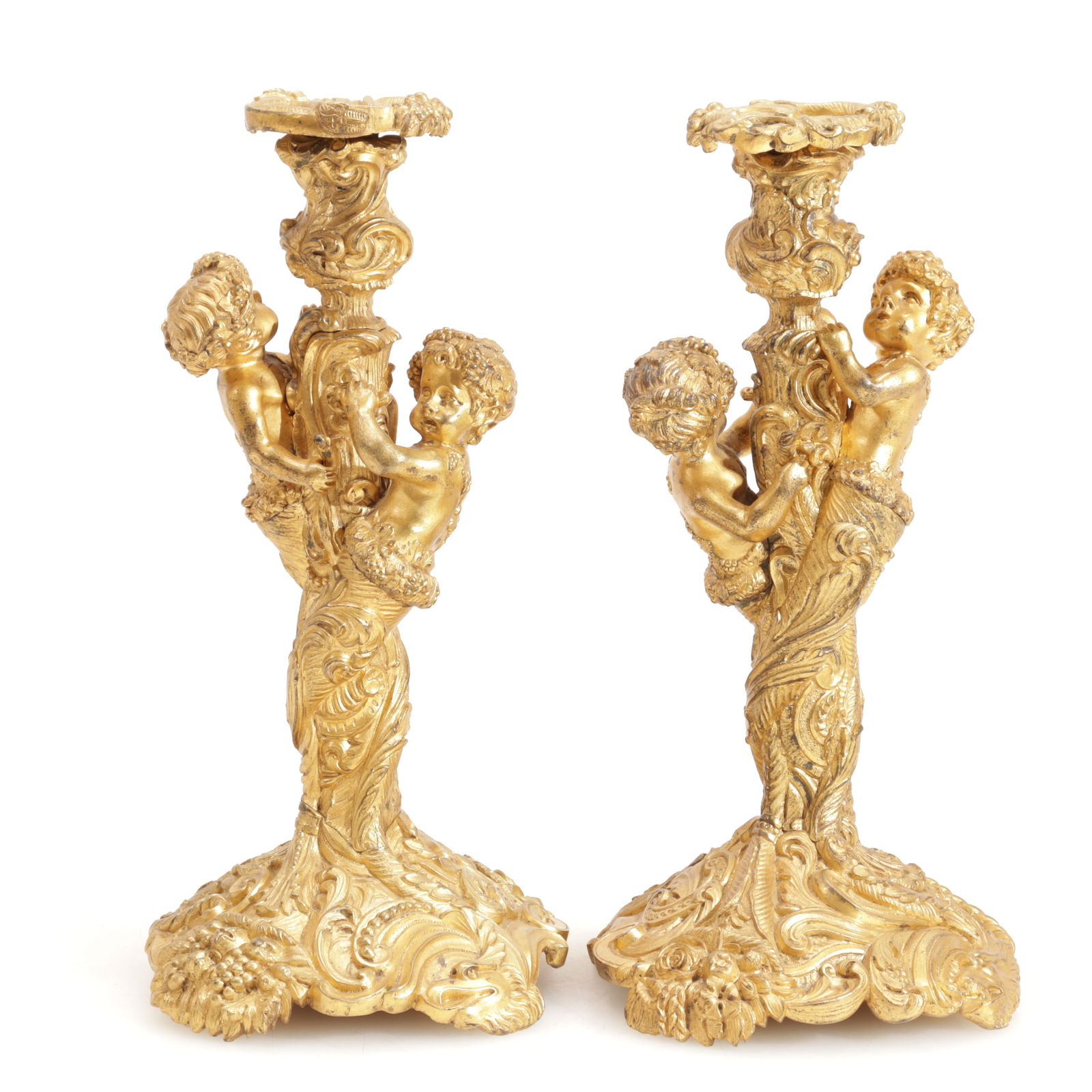Pair of Louis XV Style Ormolus Figural Candlestick (1 of 7)
