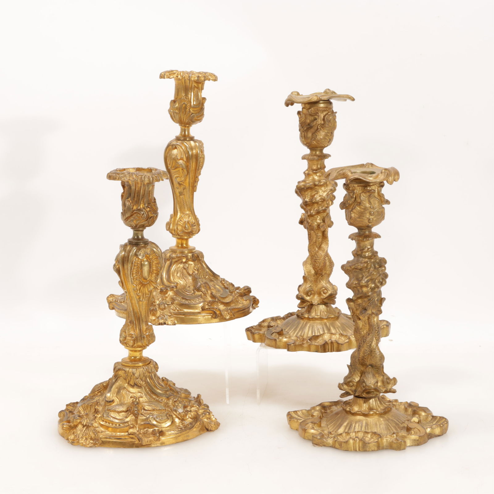 Two Pairs of Louis XV Style Ormolu Candlesticks (1 of 6)