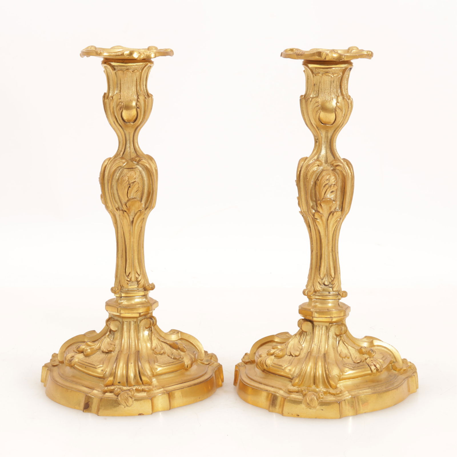 Pair of Louis XV Style Ormolu Candlesticks (1 of 4)
