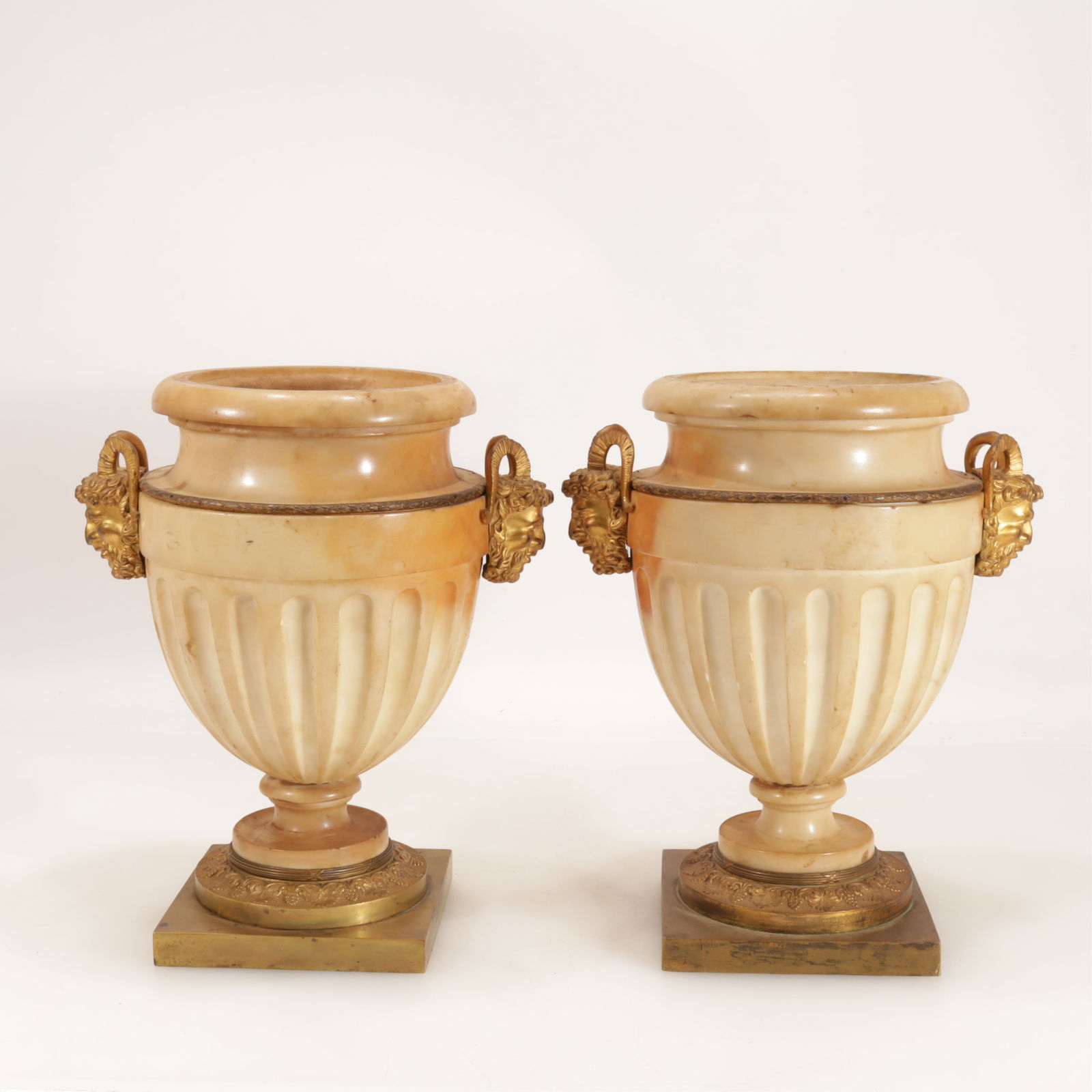Pair of Louis XVI Style White Marble Urns (1 of 4)