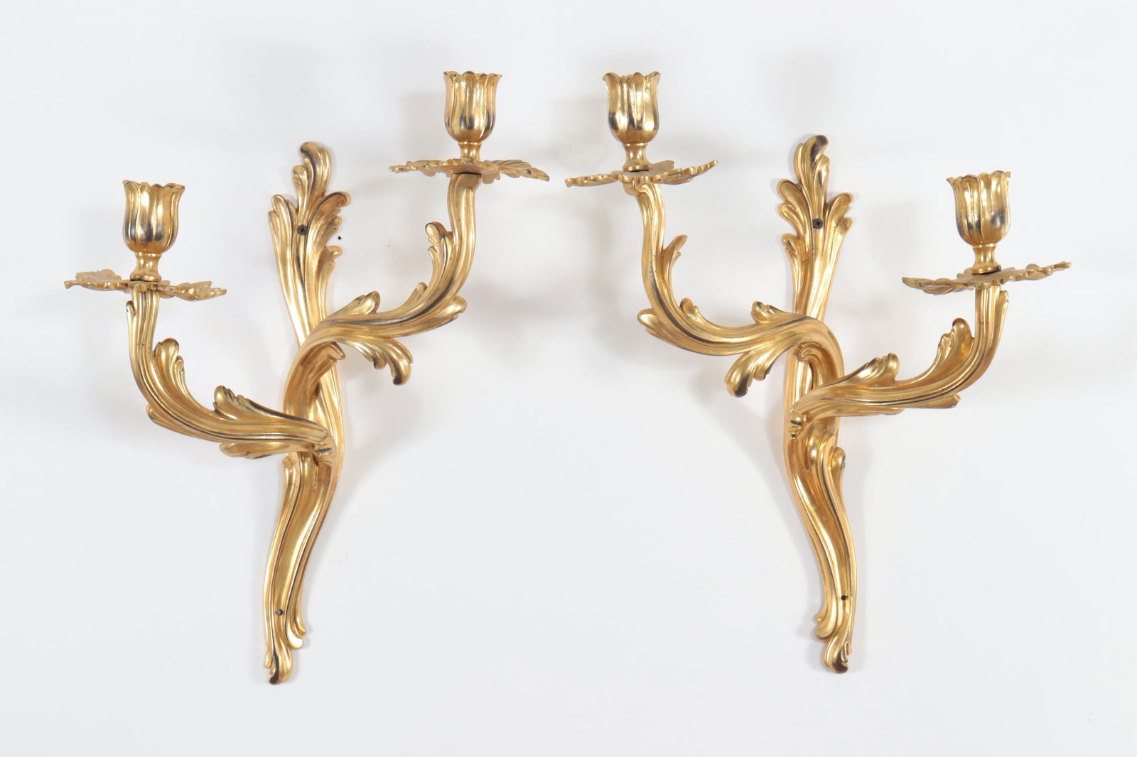 Pair of Louis XV Style Ormolu 2-Light Sconces (1 of 5)