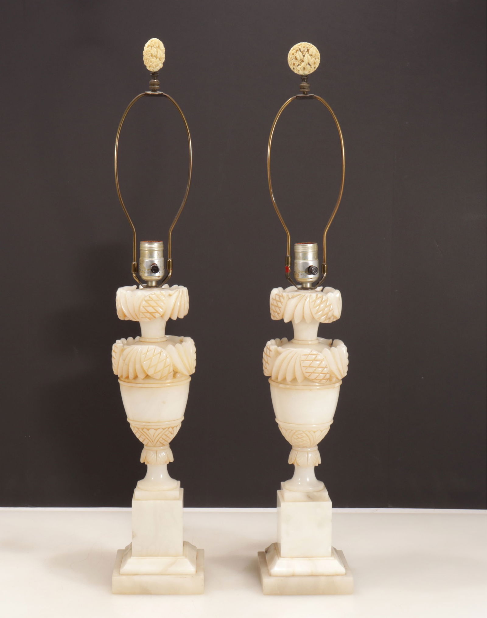 Pair of Italian Classical Style Alabaster Lamps (1 of 5)