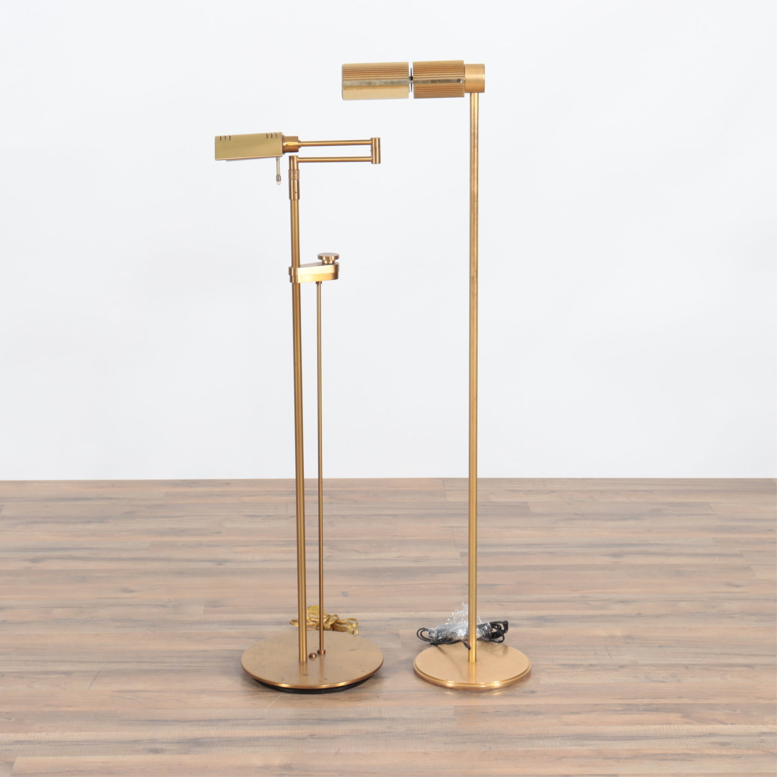 Holtkoetter and Koch & Lowy Style Brass Lamps: Holtkoetter and Koch & Lowy Style Brass Reading Lamps Larger 45" H
