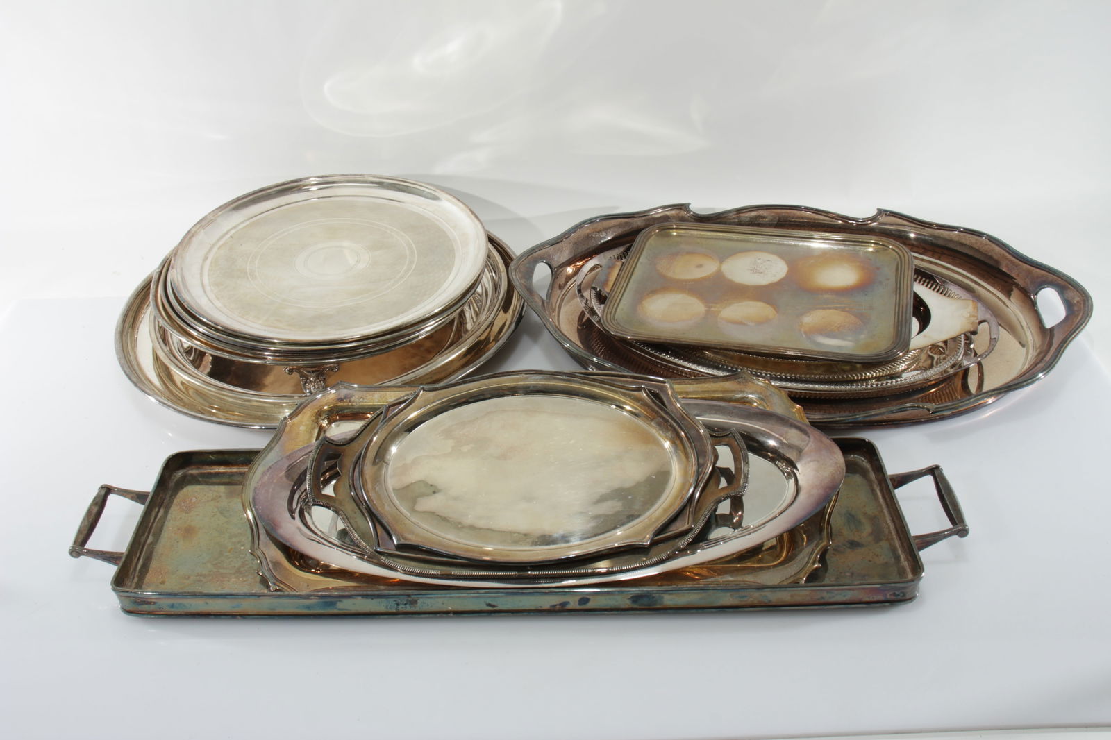 Large Collection English Silverplate Serving Trays (1 of 6)