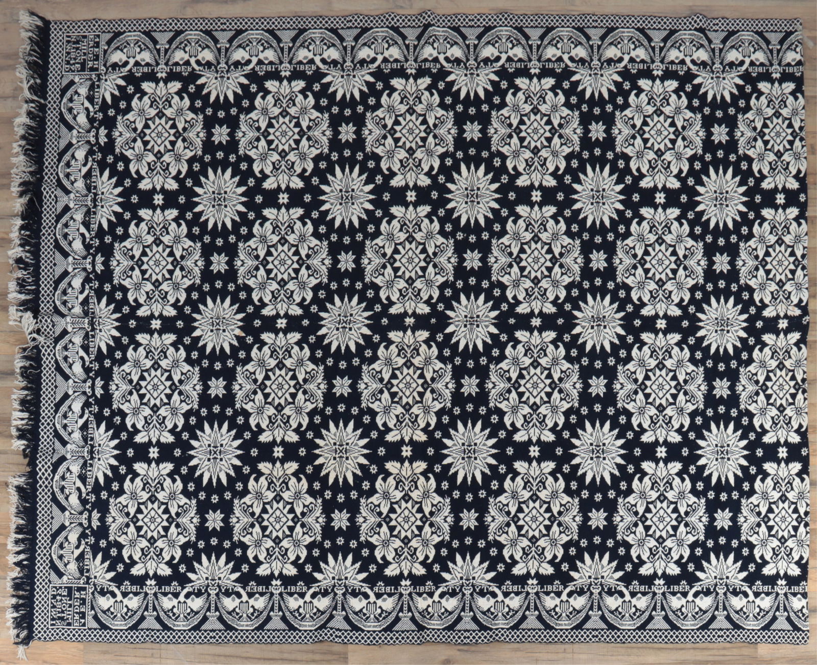 19th C. Wool Coverlet - A.E.H. ERDER N.J. 1849 (1 of 7)