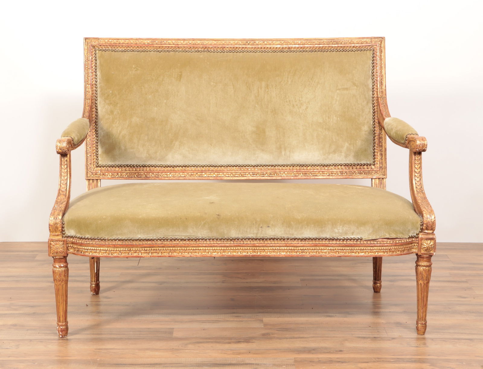 Louis XVI Style Giltwood Settee (1 of 7)