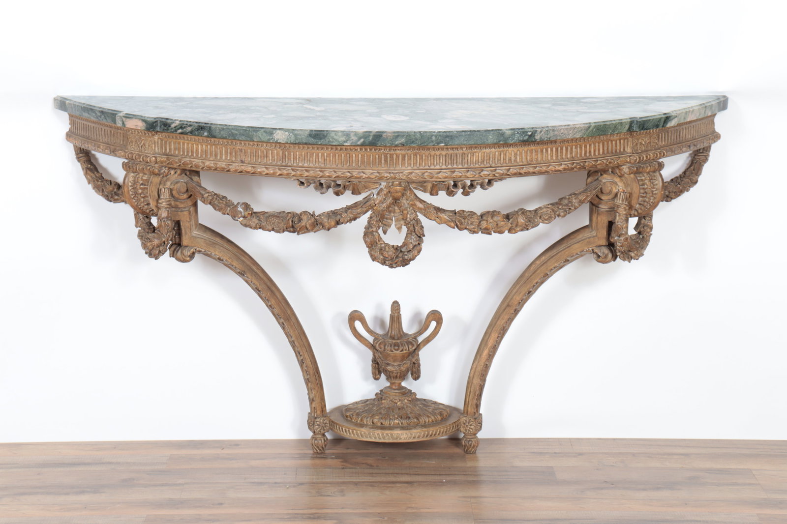 Louis XVI Style Stained Beechwood Console: Louis XVI Style Stained Beechwood Console 33.25" H x 61.5" W x 19.25" D