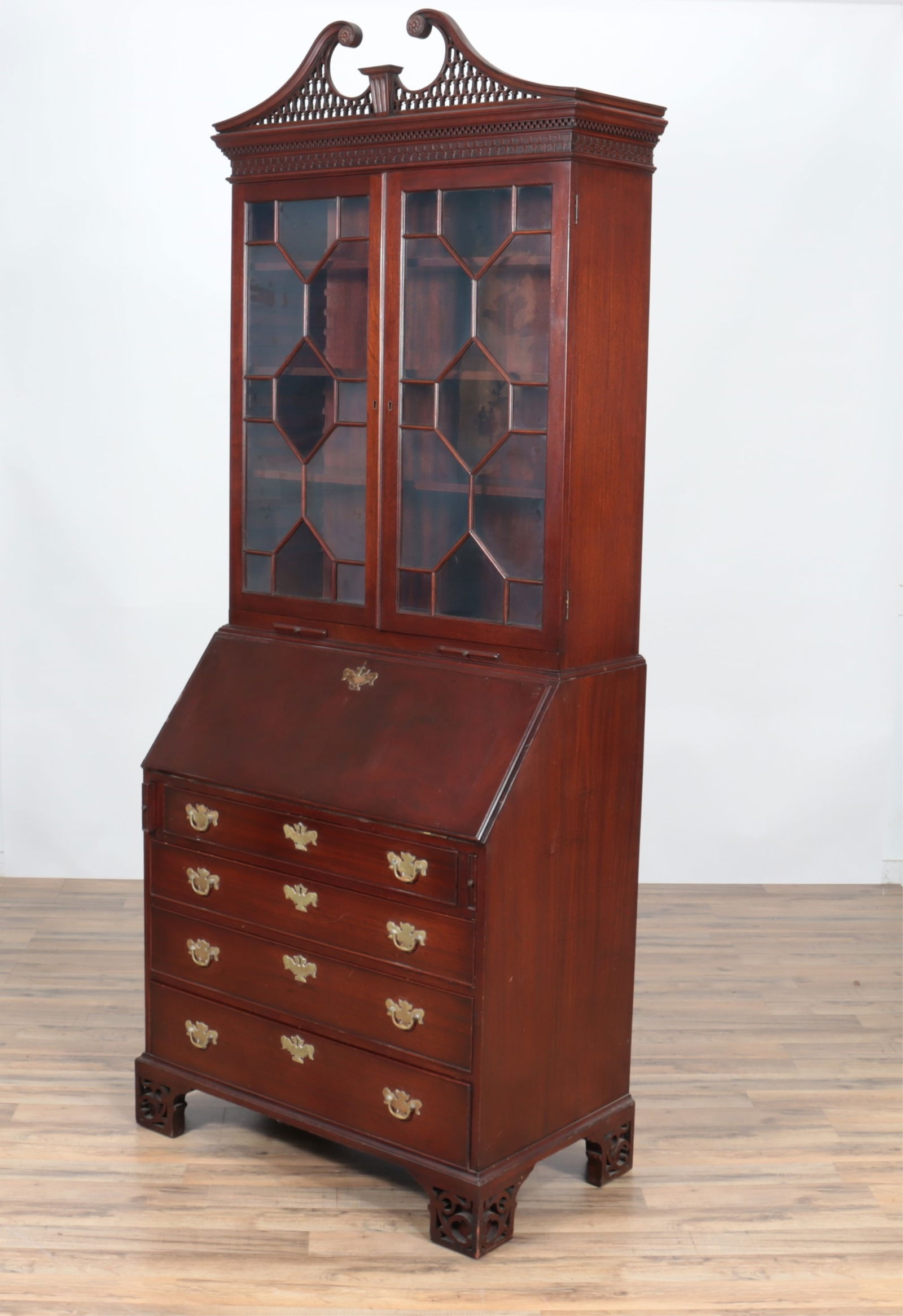 George III Style Mahogany Bureau Bookcase (1 of 13)