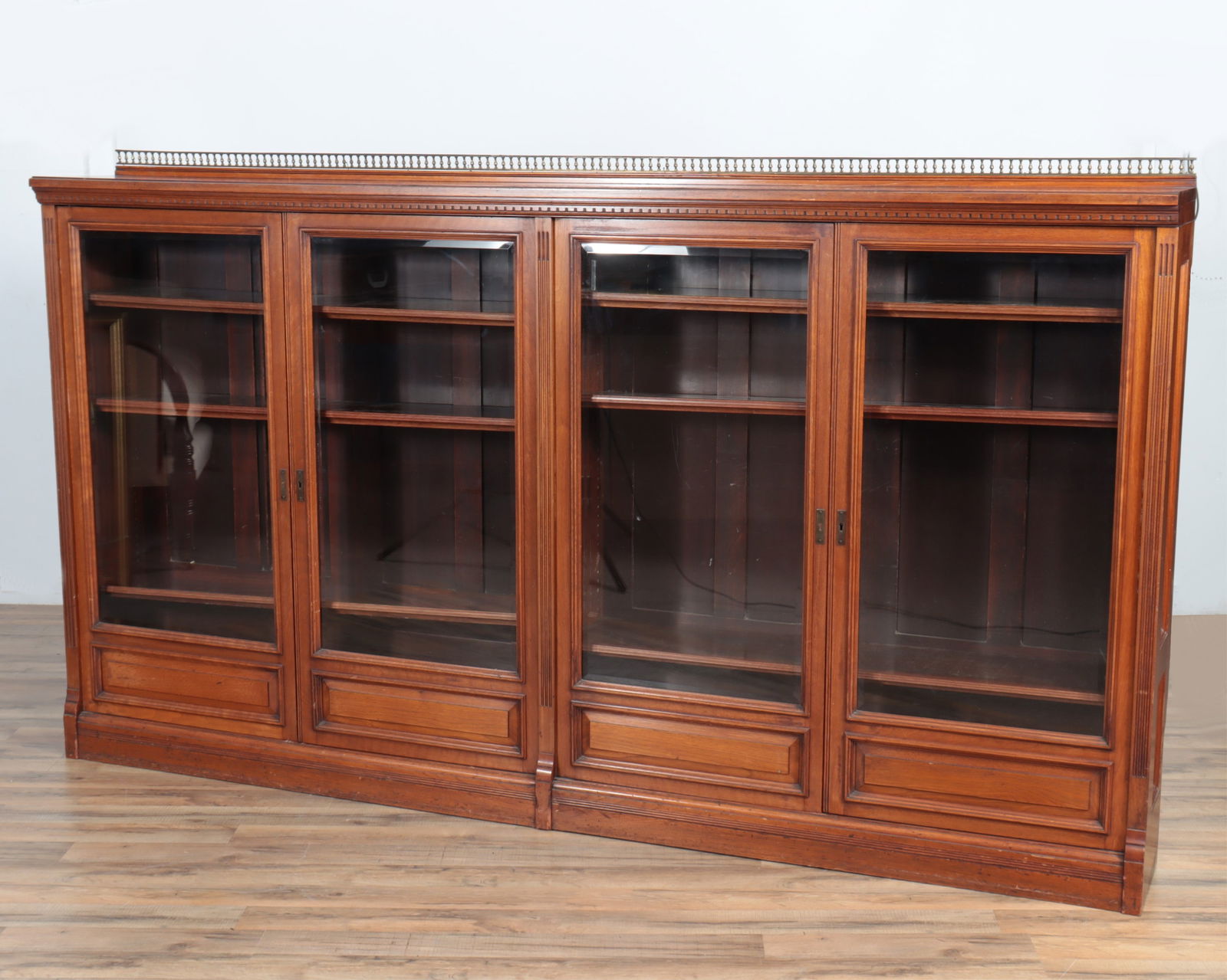 Four Door Long Cherrywood Library Bookcase (1 of 7)