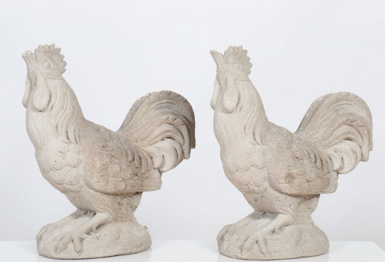 Pair of Cast Cement Roosters (1 of 5)