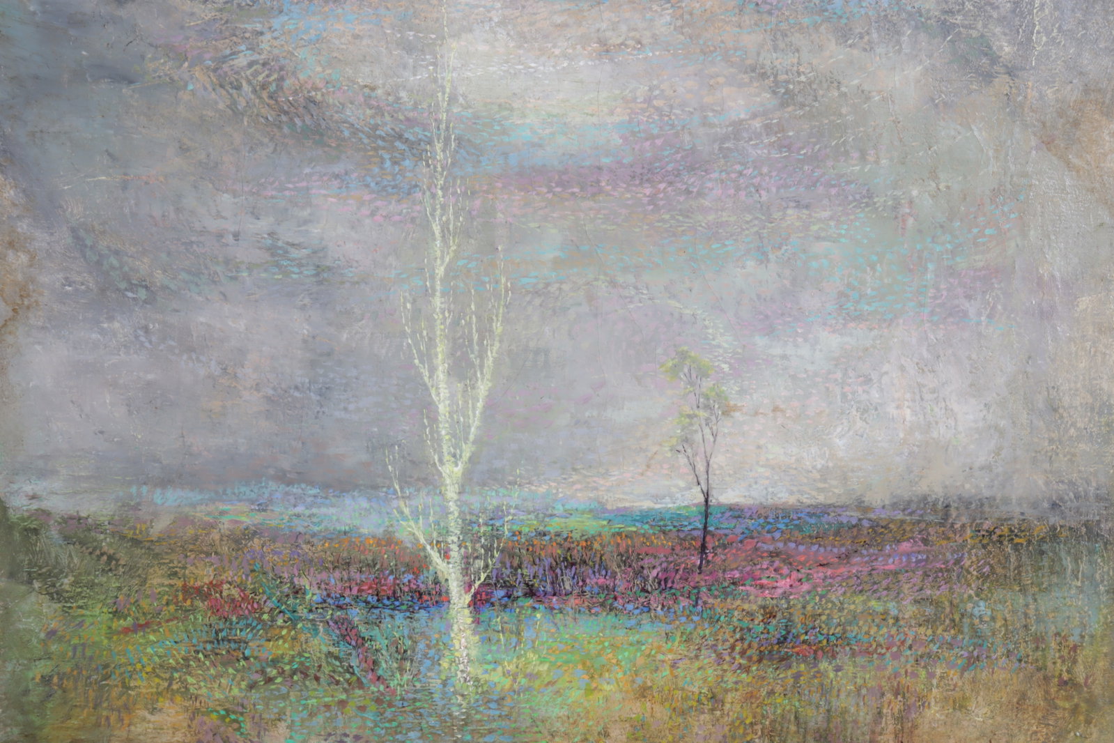 Karnig Nalbandian - Golden Tree: Karnig Nalbandian, "Golden Tree", Oil on Canvas, signed & dated lower right '57, titled verso Sight 20" H x 24" W, Framed 26.75" W x 31" W