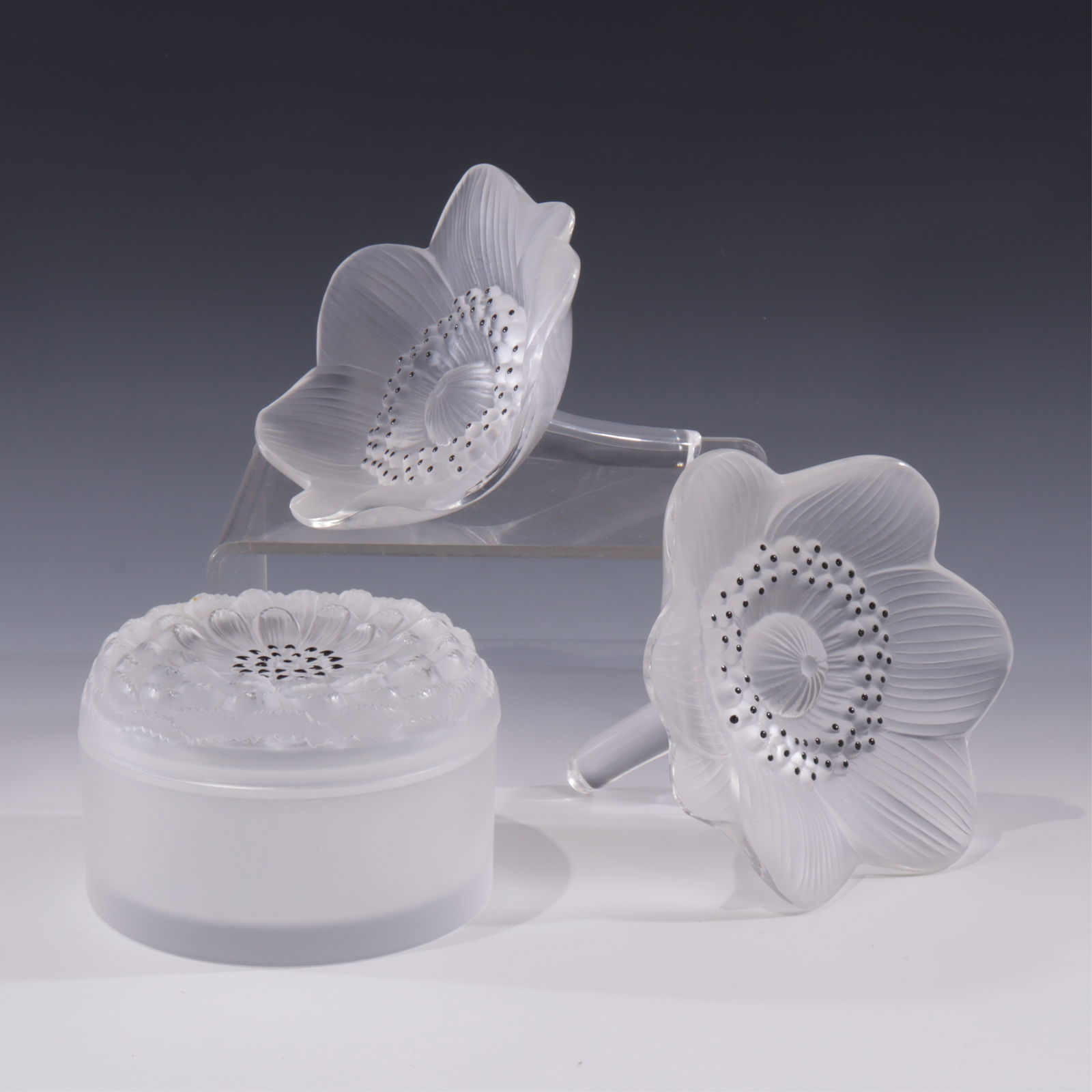 Lalique Anemone Paperweights & Dahlia Box (1 of 5)