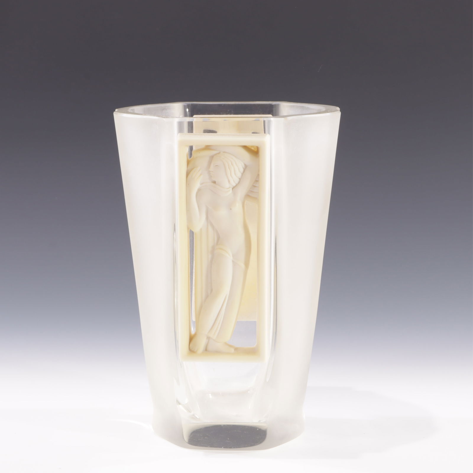 Czech Art Deco Frosted Glass Vase (1 of 6)