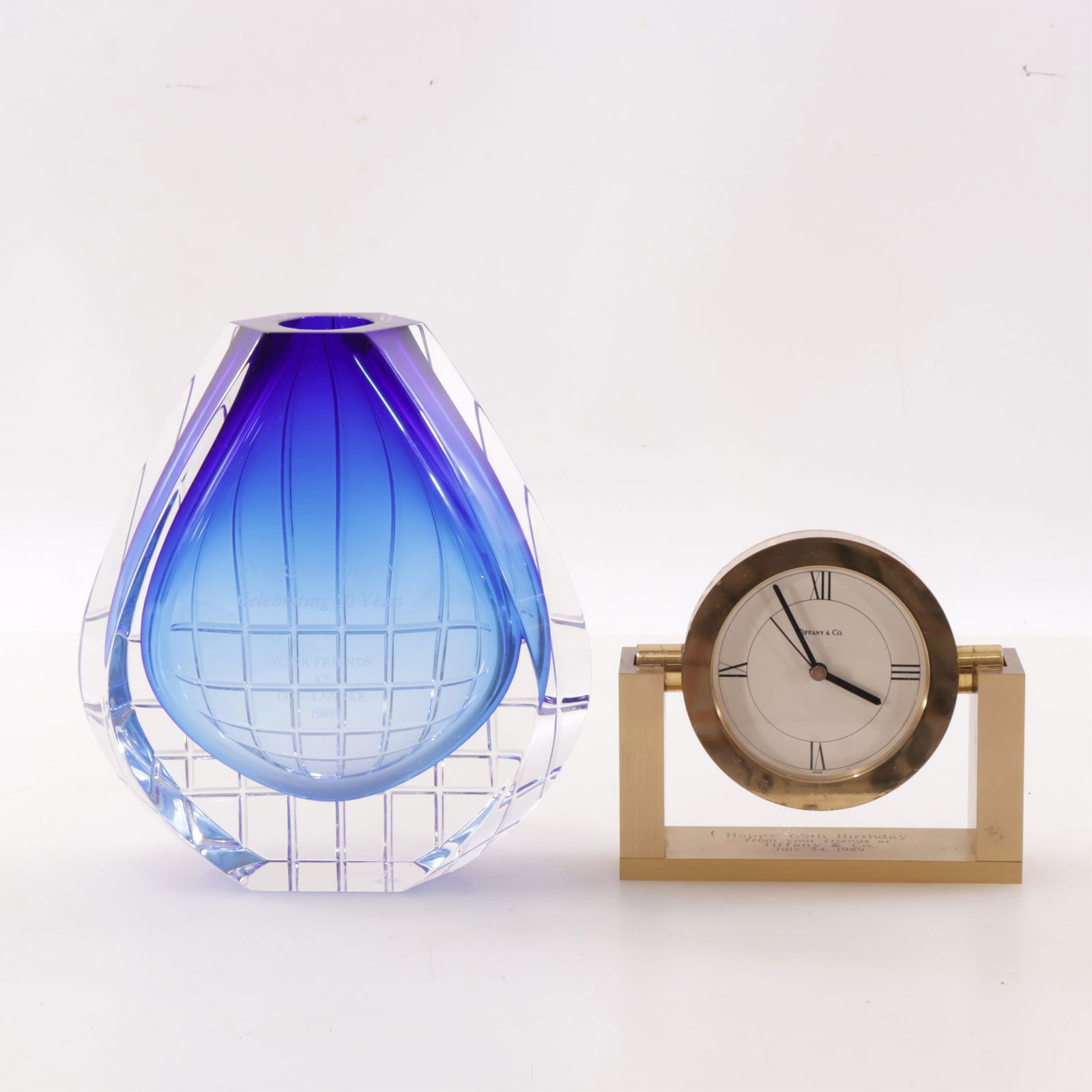 Baccarat Cobalt Glass Vase & Tiffany Clock (1 of 11)