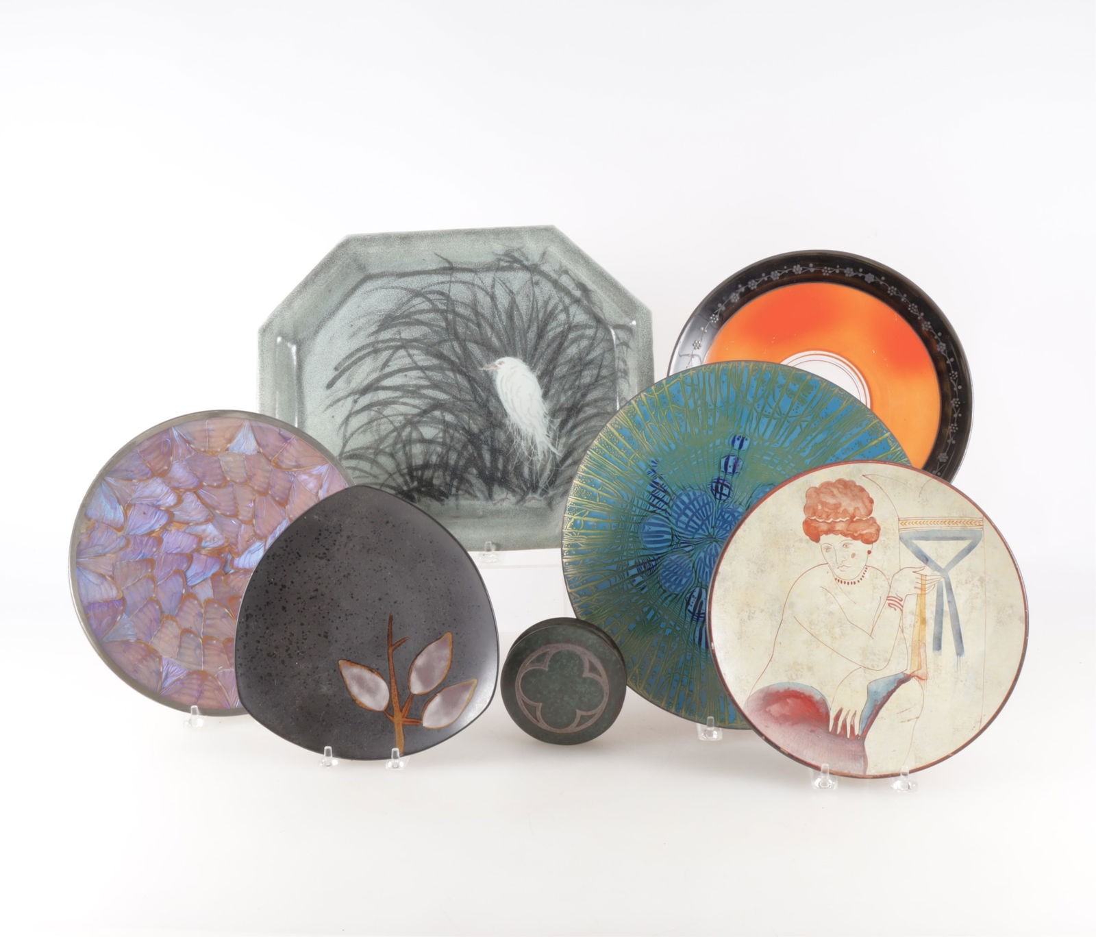 Silver Crest Box & 6 Mid-Century Platters (1 of 9)