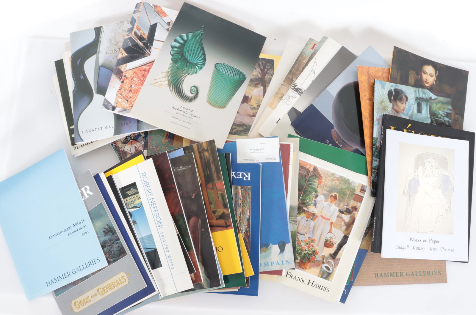 Gallery And Museum Artist Exhibition Catalogs: Modern/contemporary, American, Asian, European, fine art, glass.Majority of catalogs from Hammer Gallery including Picasso (1999). Also: Nahan Gallery, Habatat Gallery (FLA), Max Papart, Zhen-Huan Lu,