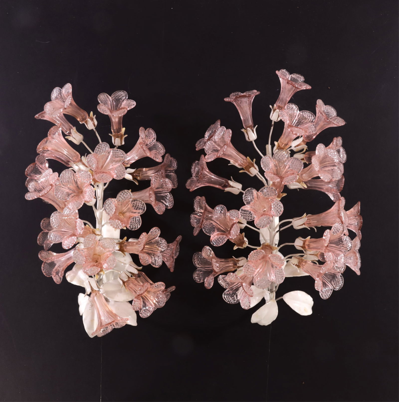 Pair of Murano Floral Glass/Metal Wall Sconces (1 of 11)