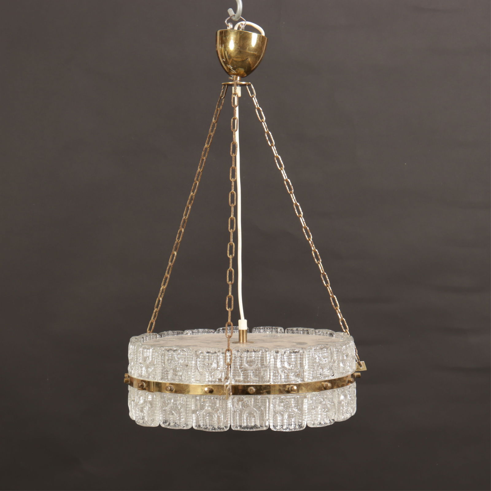 Danish Midcentury Modern Brass/Glass Pendant Light (1 of 6)