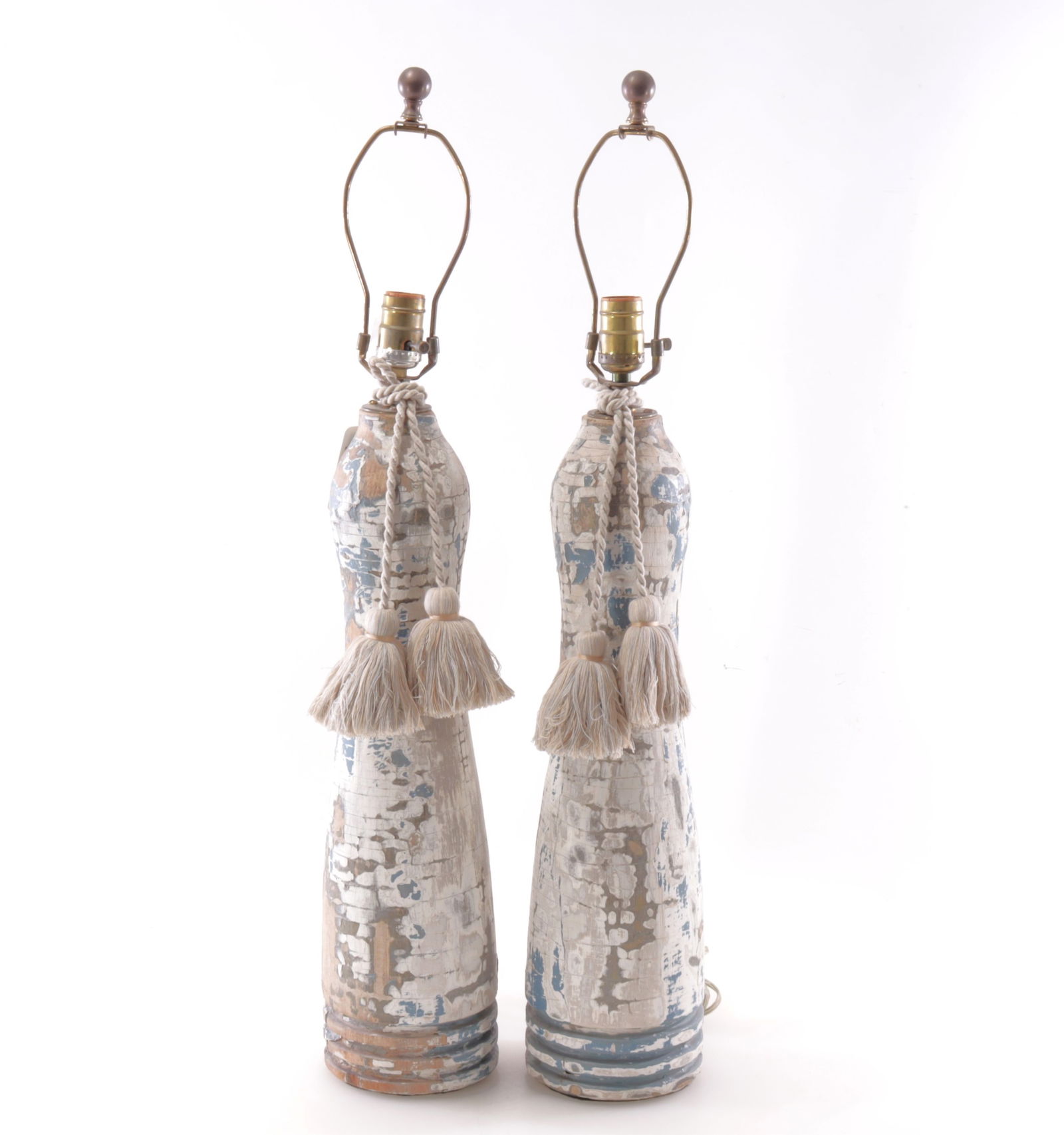 Pair of Painted Wooden Lamps (1 of 4)