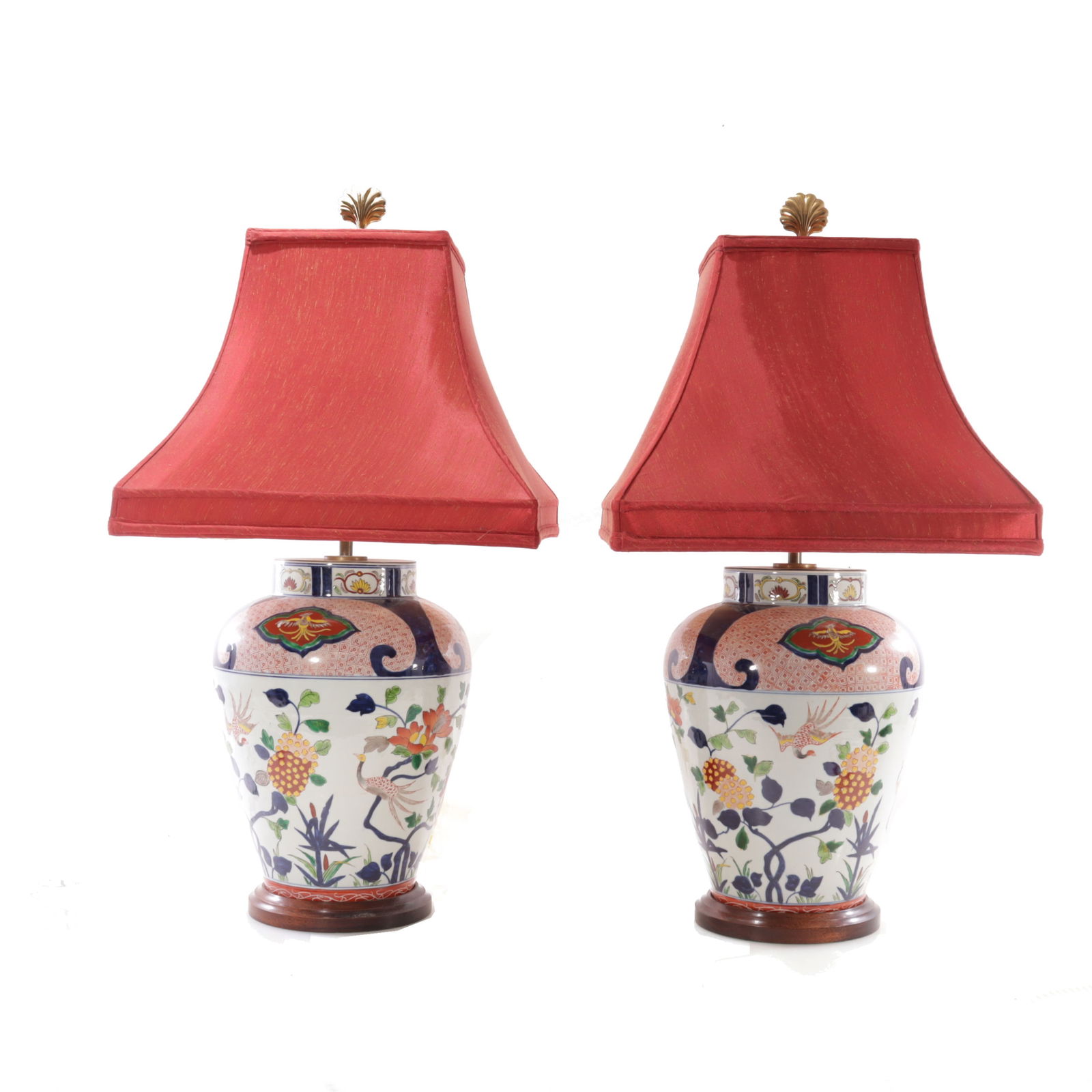 Pair Imari Style Porcelain Vase Lamps (1 of 3)