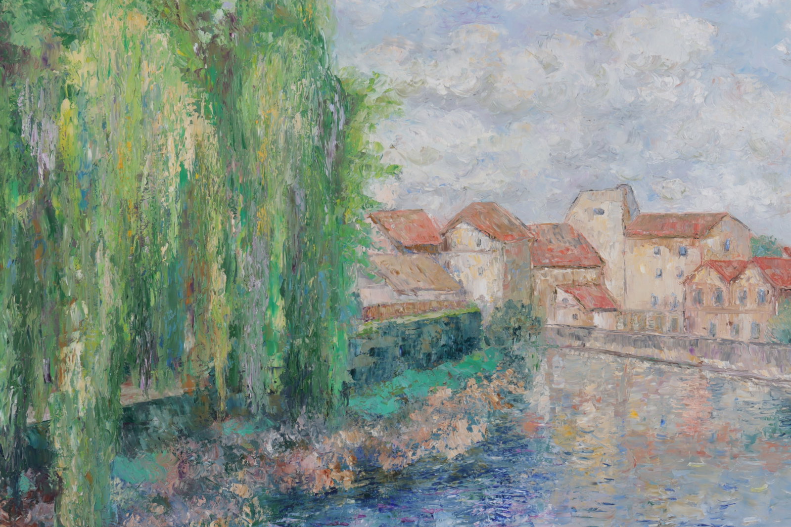 Deborah Gold - Revel in France, O/C: Deborah Gold (American, 20th C) "Revel in France", O/C, signed lower left and signed, dated and titled verso Sight 29.5" H x 39.5" W, Framed 36.5" H x 46.5" W