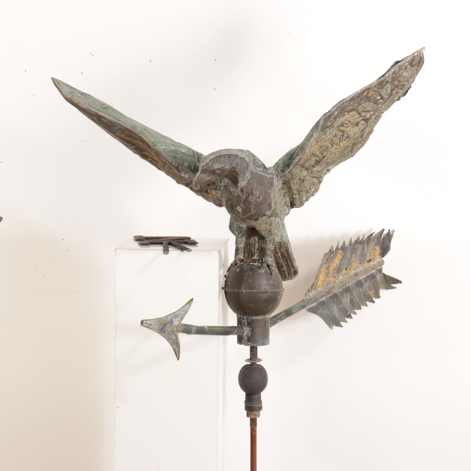 Vintage Copper & Metal Eagle Weathervane on Stand (1 of 8)