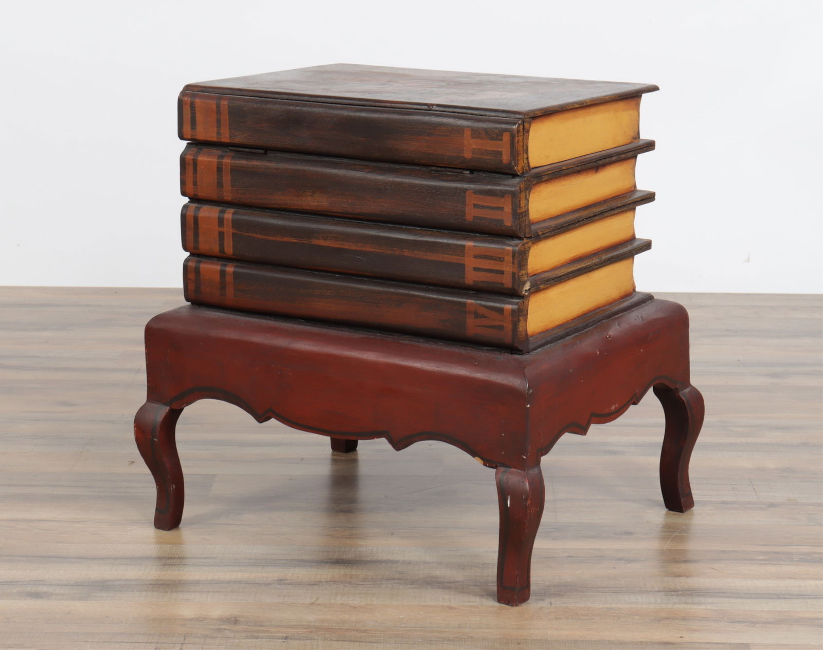 Faux Book Equestrian Painted Storage Table (1 of 5)