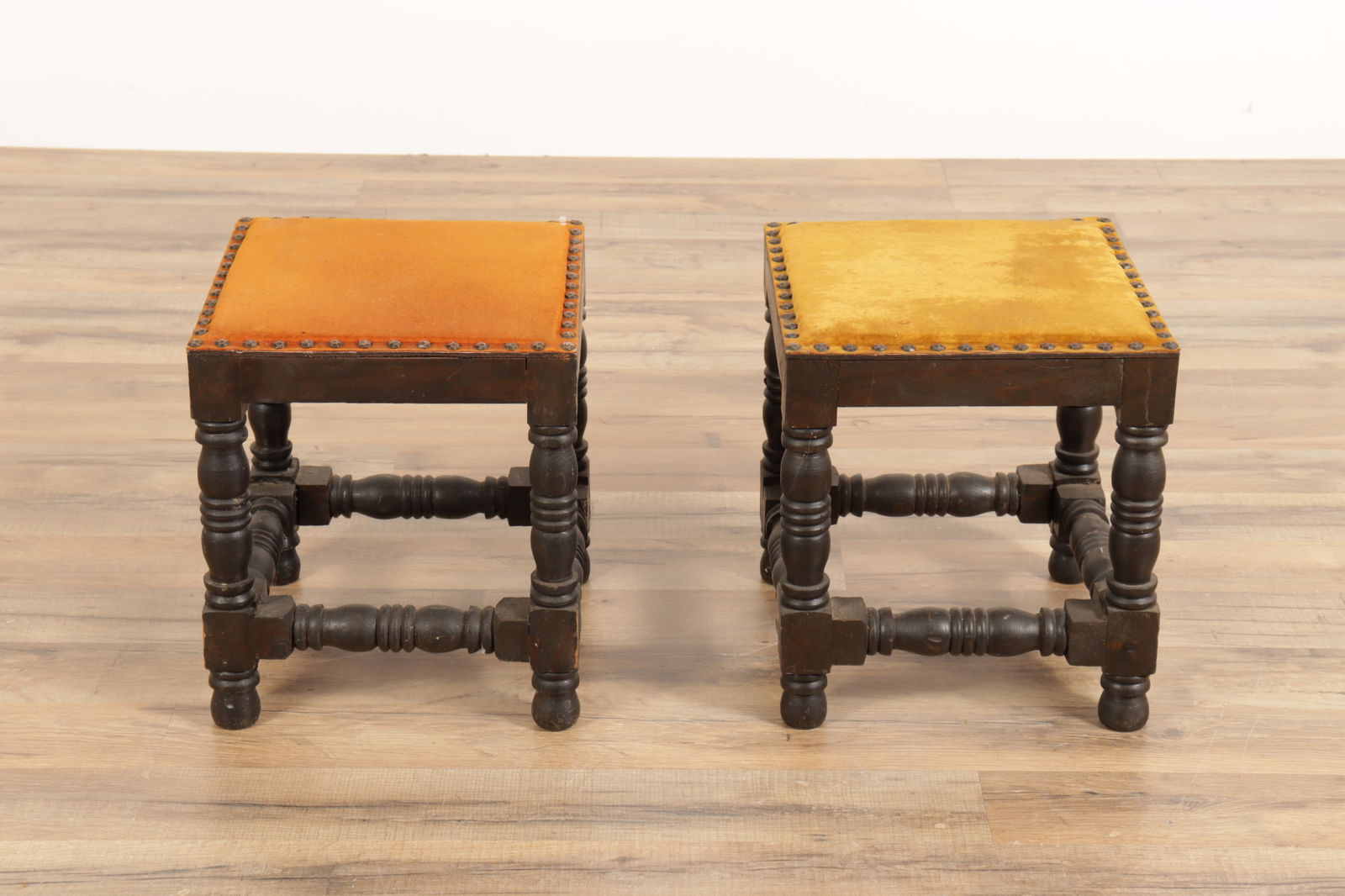 Pair Baroque Style Walnut Stained Benches (1 of 3)