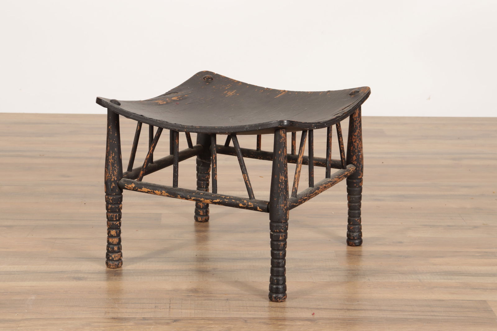 Black Painted Thebes Stool, 19th C. (1 of 5)