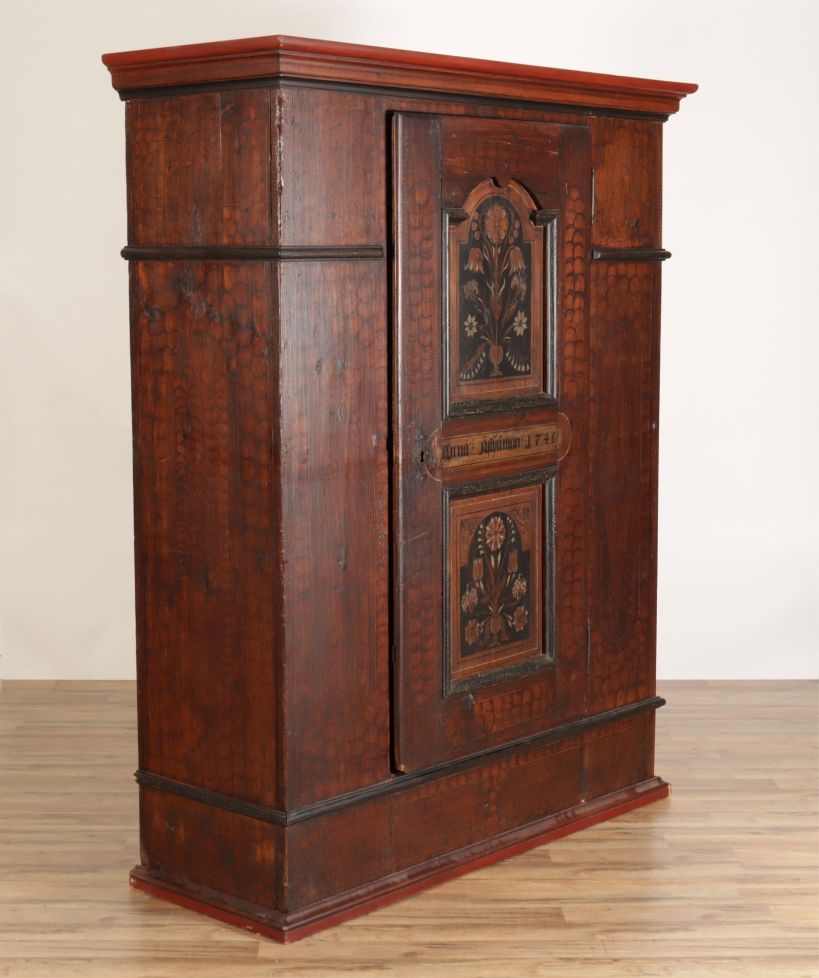 Swiss Alpine Painted & Stained Pine Cabinet (1 of 8)