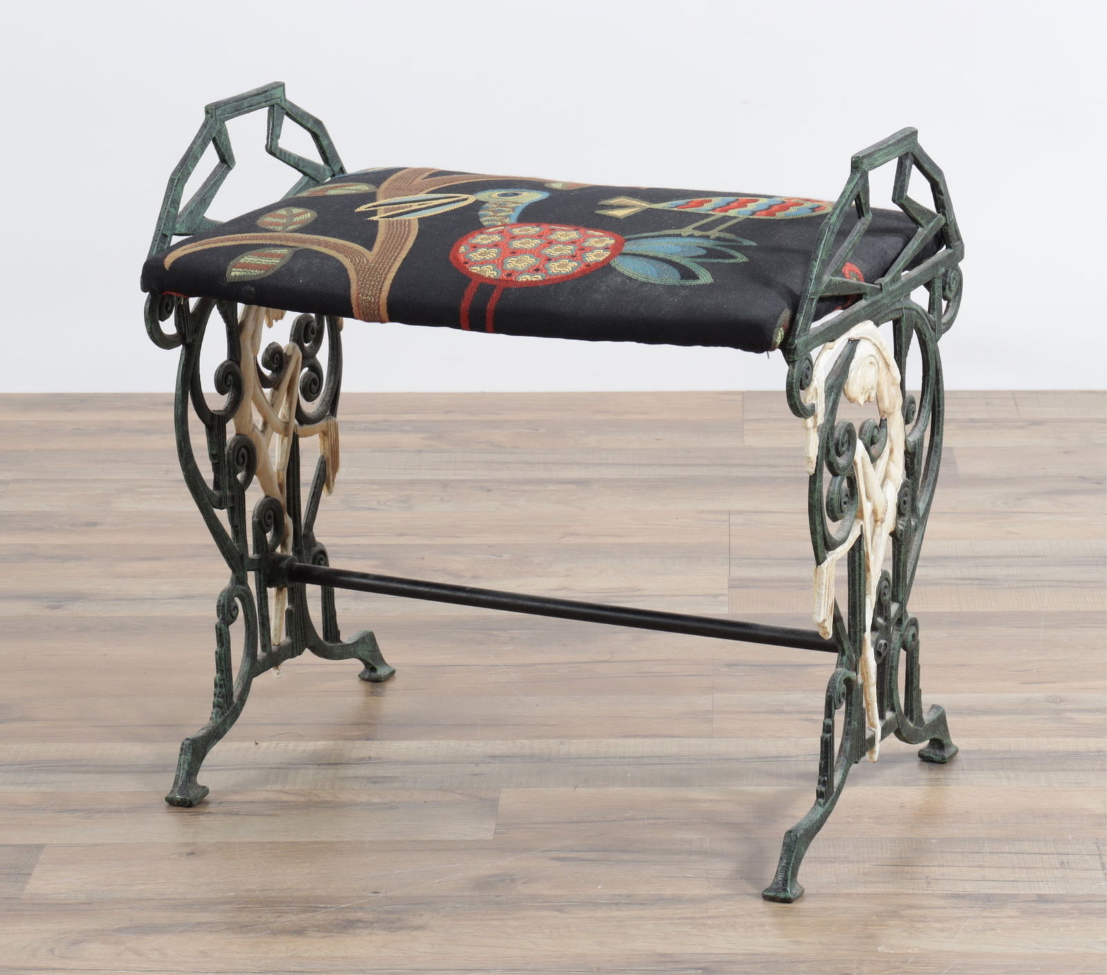 Art Nouveau Painted Cast Iron Bench (1 of 5)