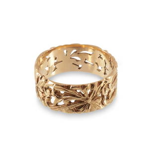 18K Gold Pierced Foliate Ring: 18K Gold Pierced Foliate Ring, acid tested. Size 7.5. Gross weight of 4.7 grams.Property from an Upper East Side Manhattan estate.